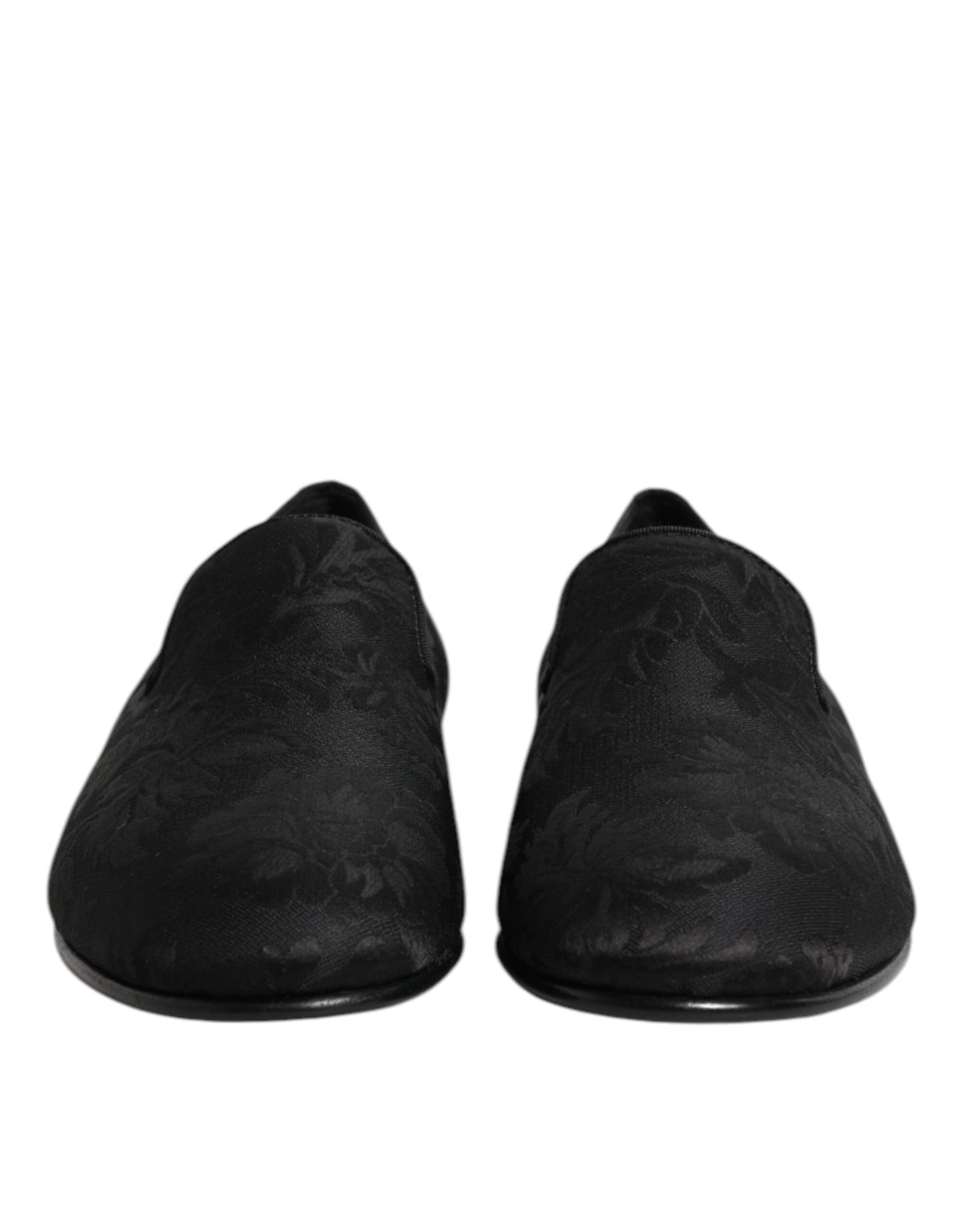 Dolce & Gabbana Schwarz Floral Brokat Loafers Männer Kleid Schuhe