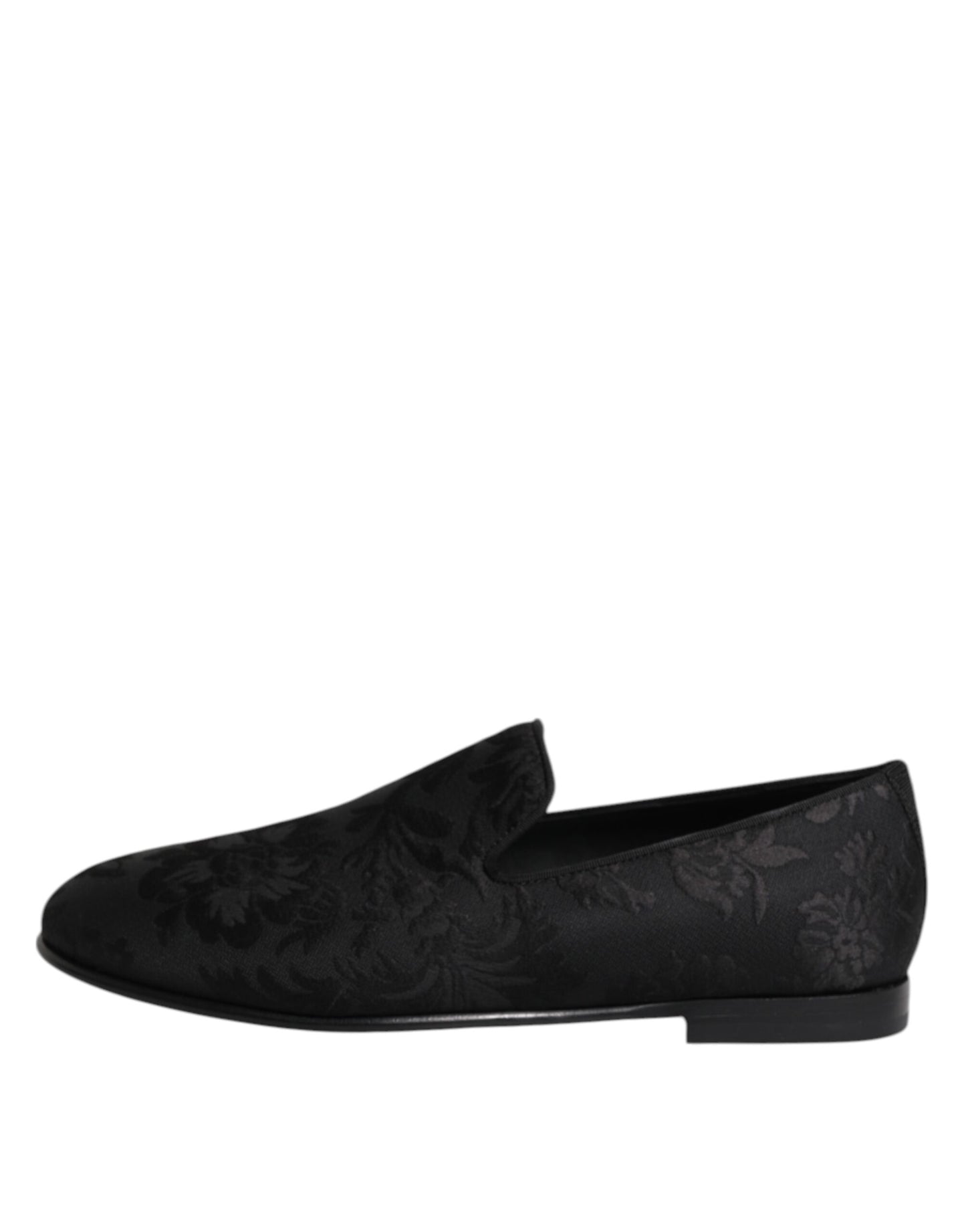 Dolce & Gabbana Schwarz Floral Brokat Loafers Männer Kleid Schuhe
