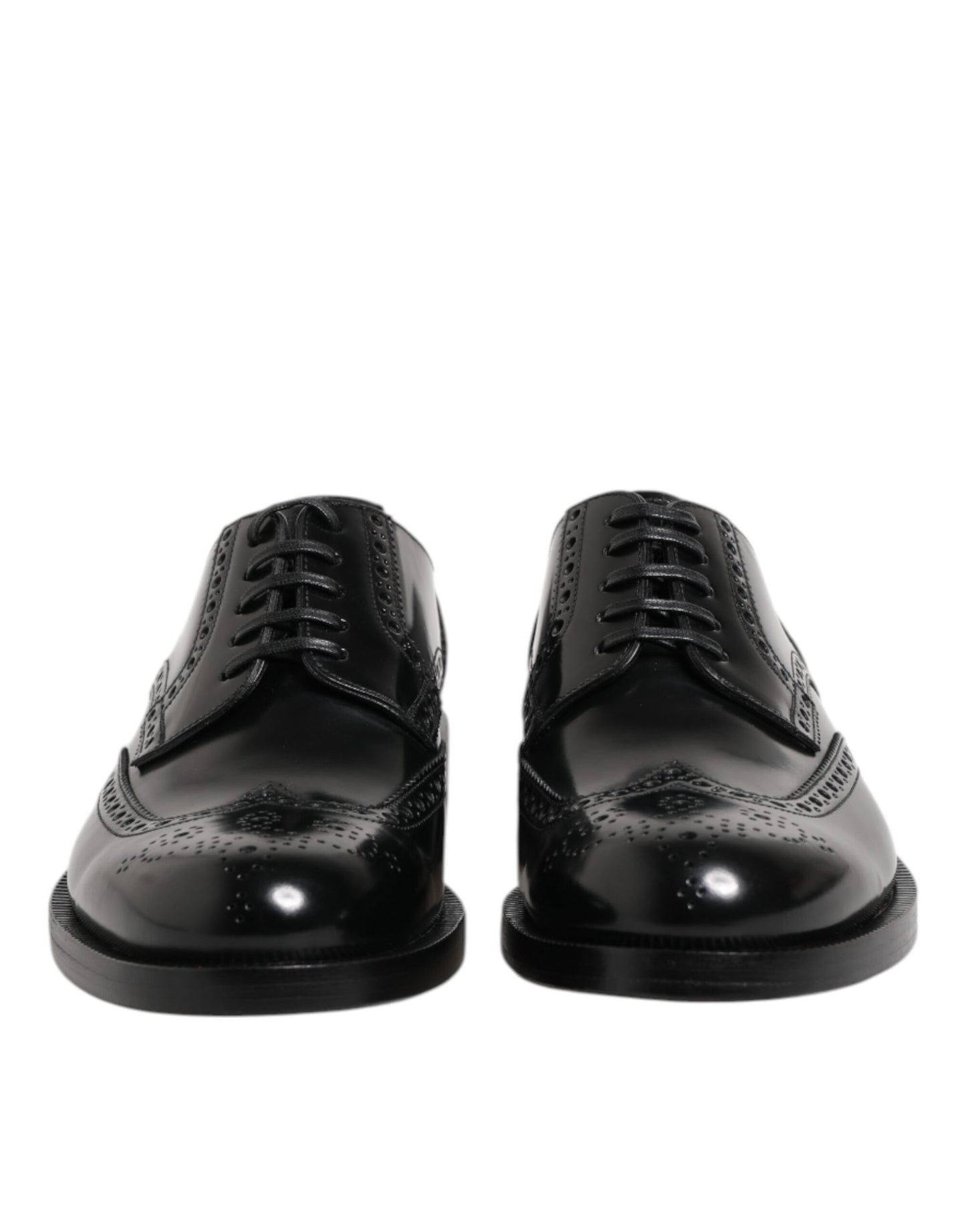 Dolce & Gabbana Schwarzes Leder Derby Wingtip Formelle Schuhe