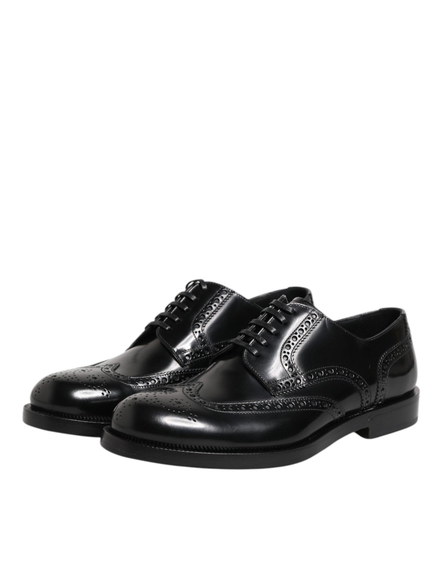Dolce & Gabbana Schwarzes Leder Derby Wingtip Formelle Schuhe