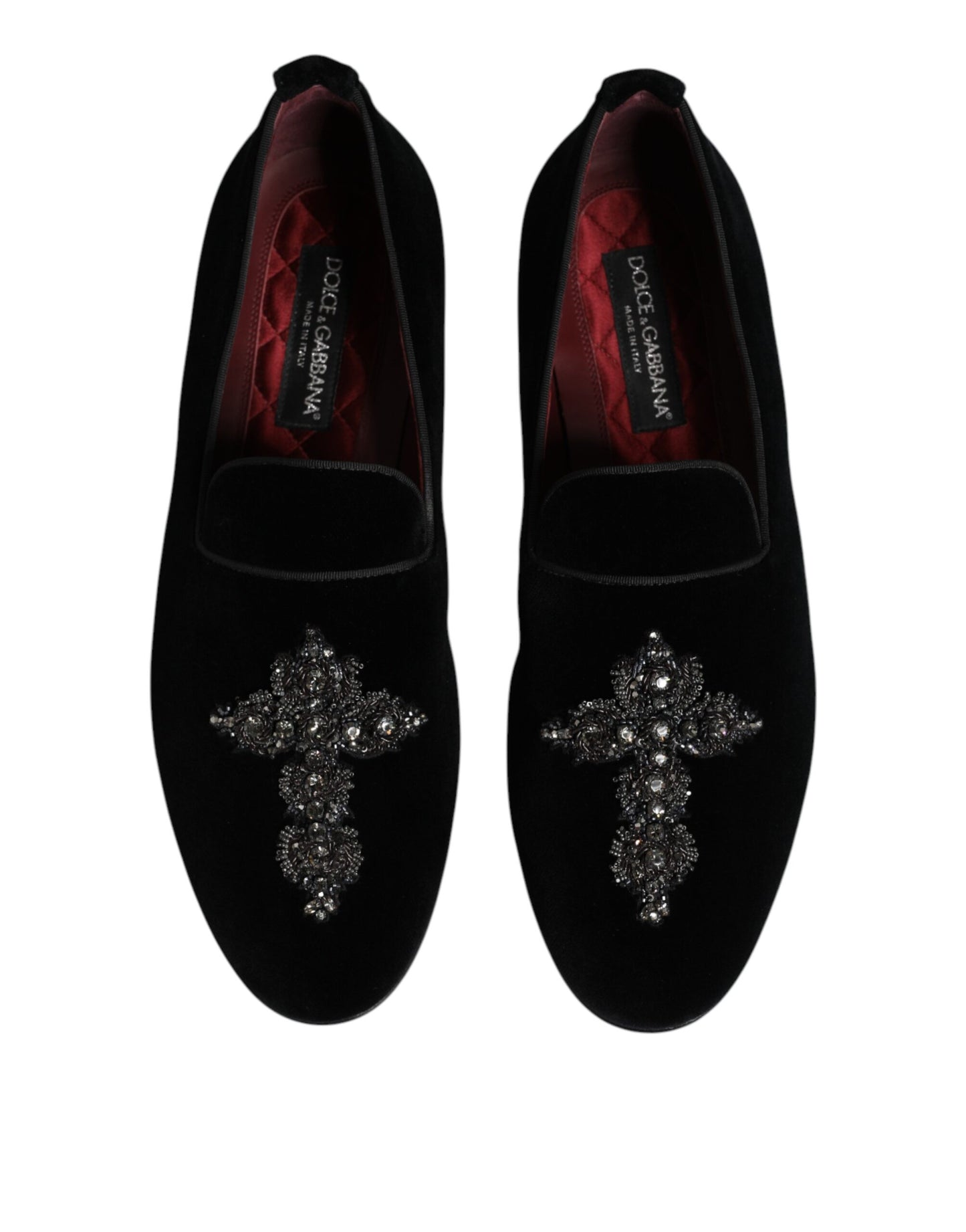 Dolce & Gabbana Schwarz Wildleder Kreuz Slip On Loafers Kleid Schuhe