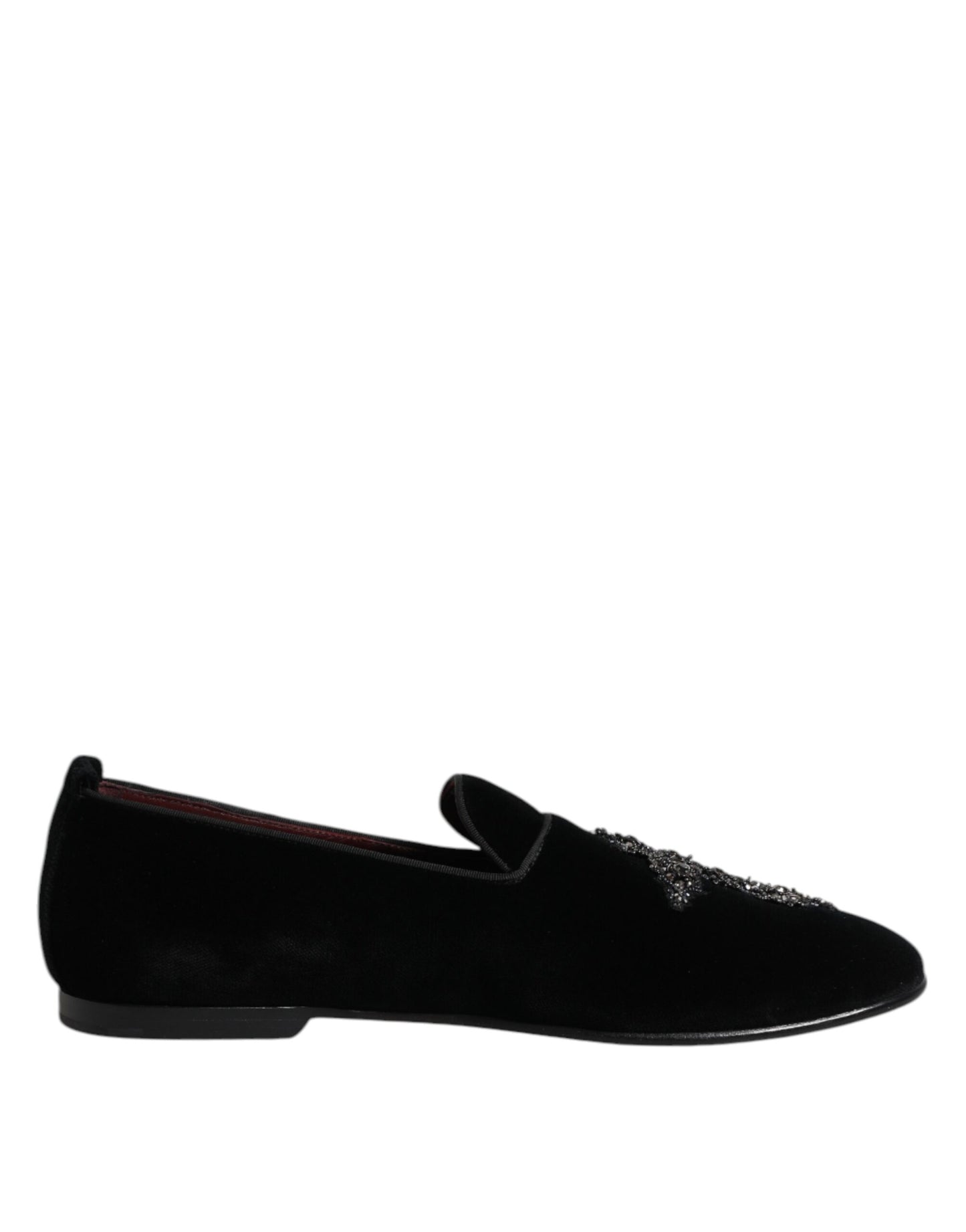 Dolce & Gabbana Schwarz Wildleder Kreuz Slip On Loafers Kleid Schuhe