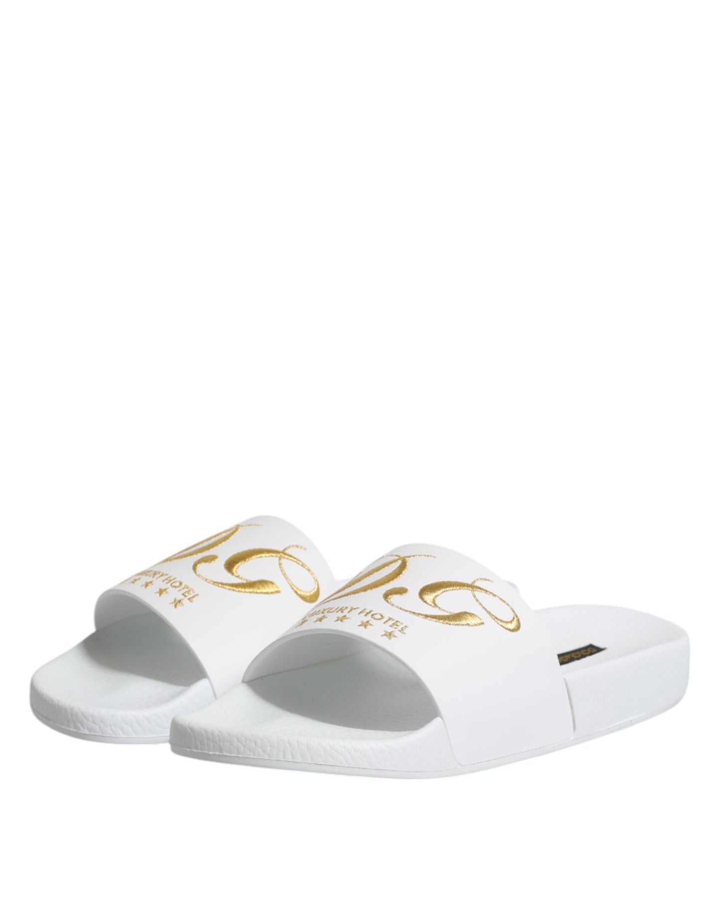 Dolce & Gabbana Weiße Leder Pantoletten Sandalen Beachwear Schuhe