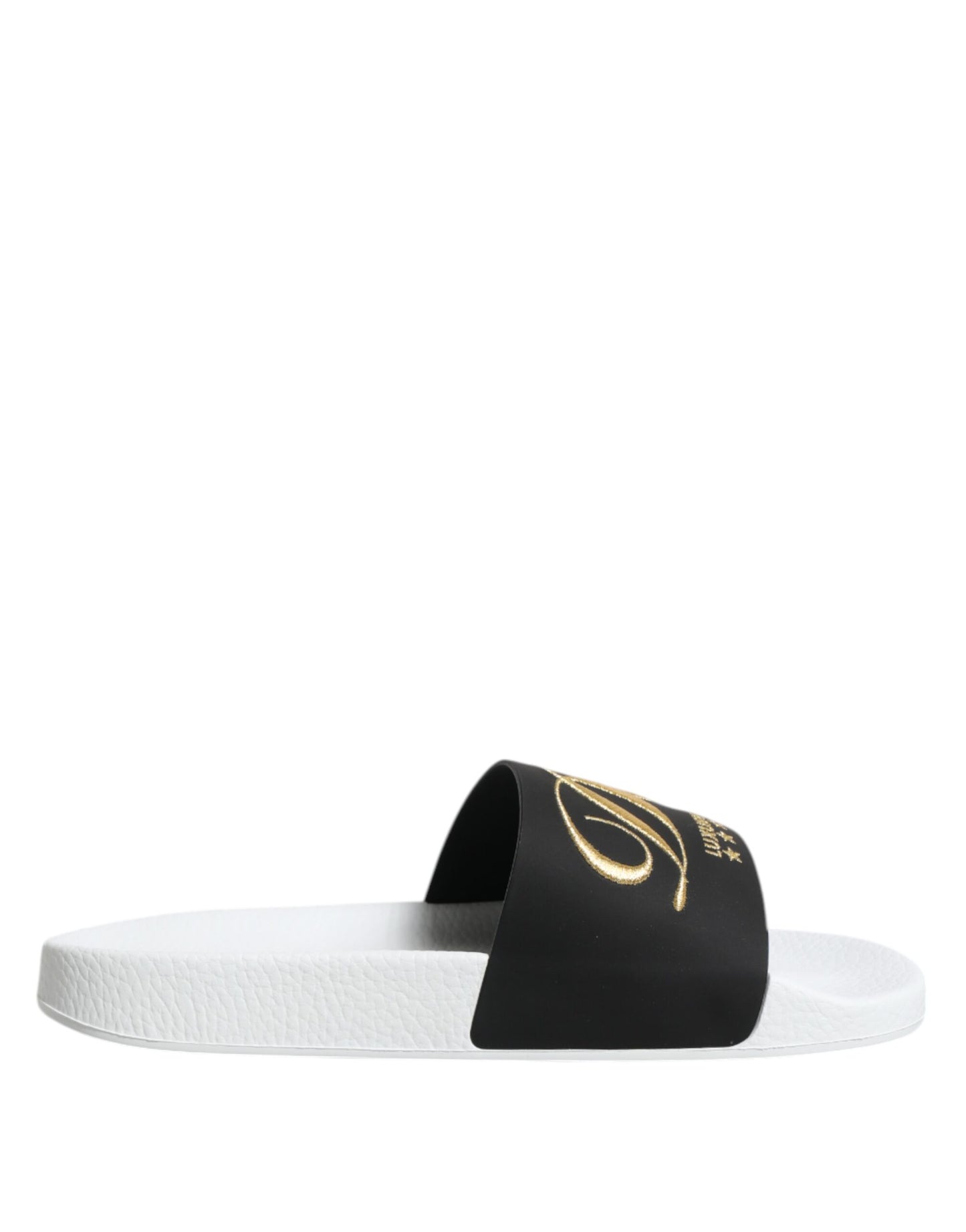 Dolce & Gabbana Weiß Schwarz Leder Sandalen Beachwear Schuhe