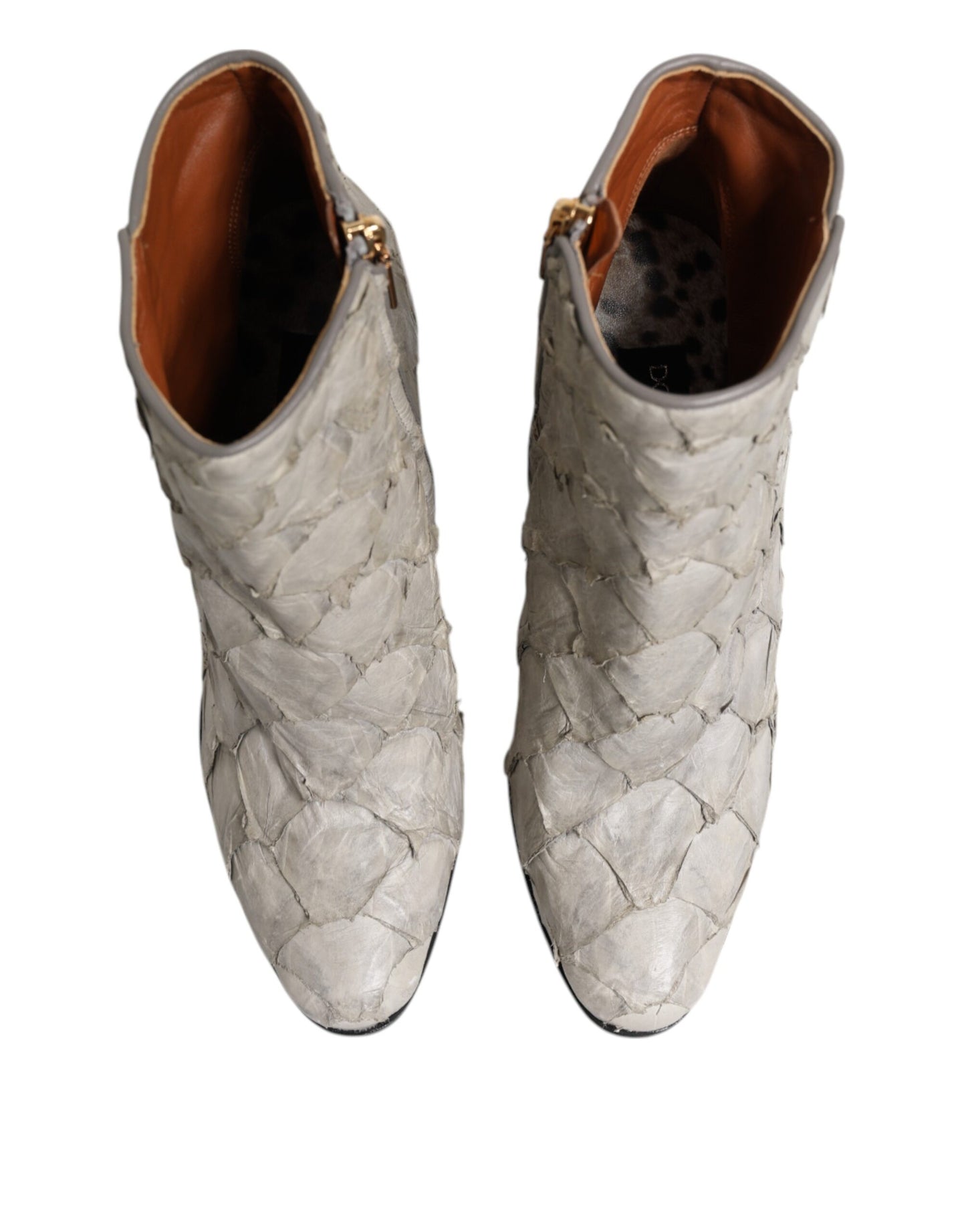 Dolce & Gabbana Aus weißem Leder Heels Stiefeletten Schuhe