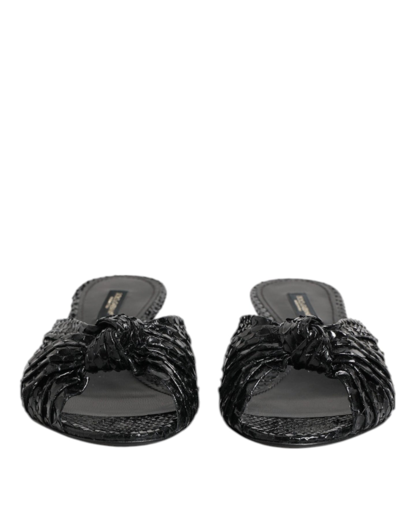 Dolce & Gabbana Schwarz Leder Absätze Sandalen Schuhe