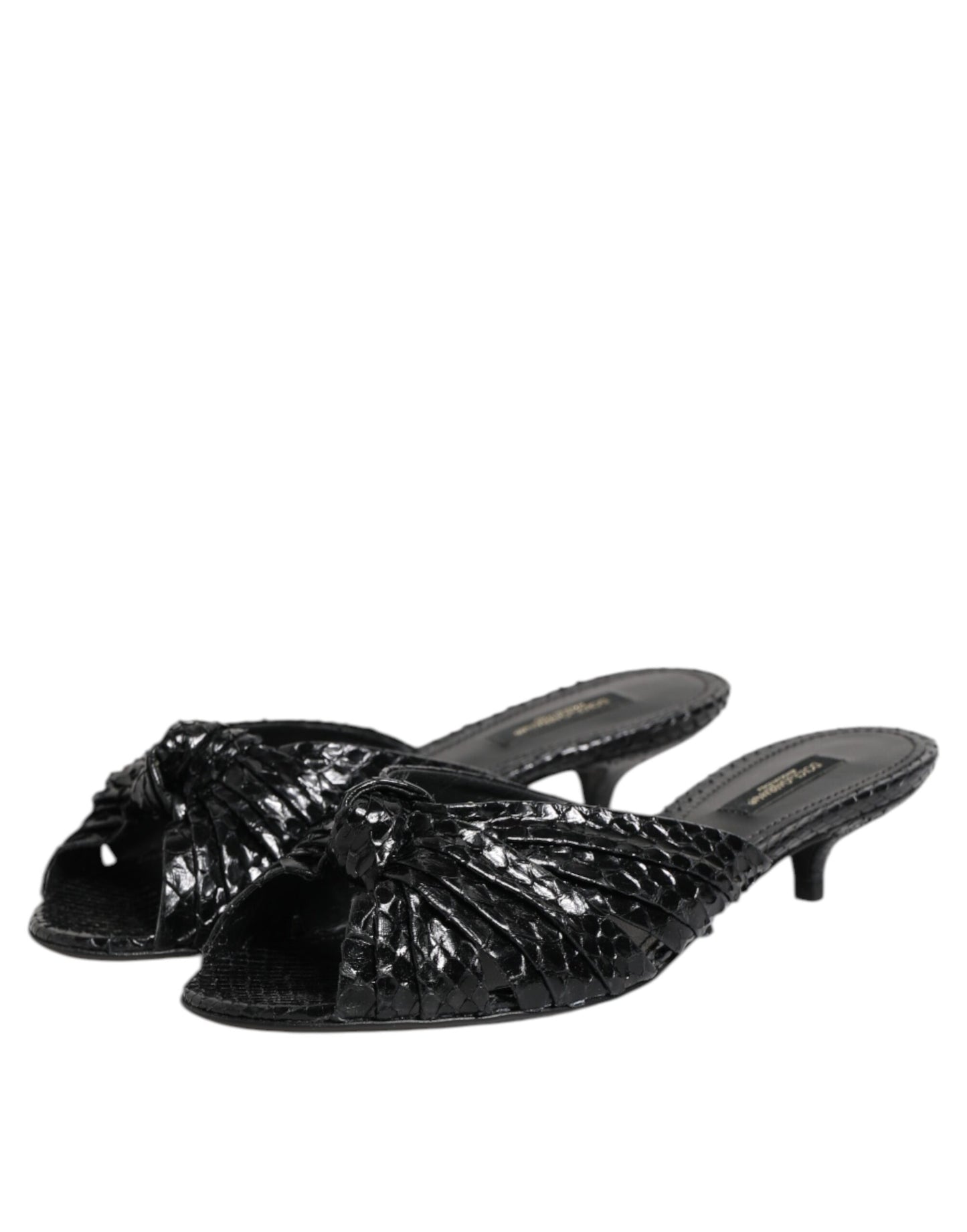 Dolce & Gabbana Schwarz Leder Absätze Sandalen Schuhe