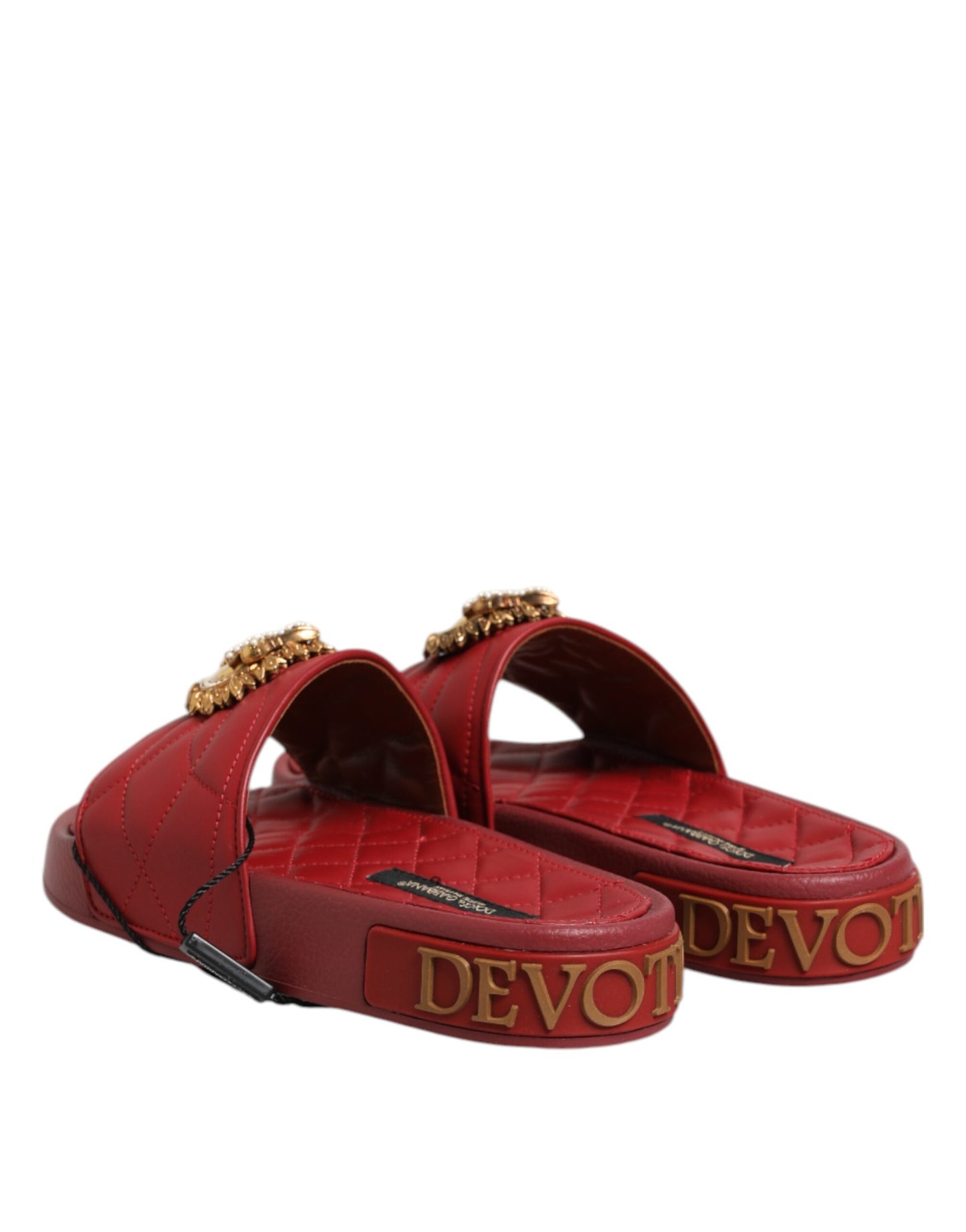 Dolce & Gabbana Rote Devotion Matelassé Leder Pantoletten Schuhe