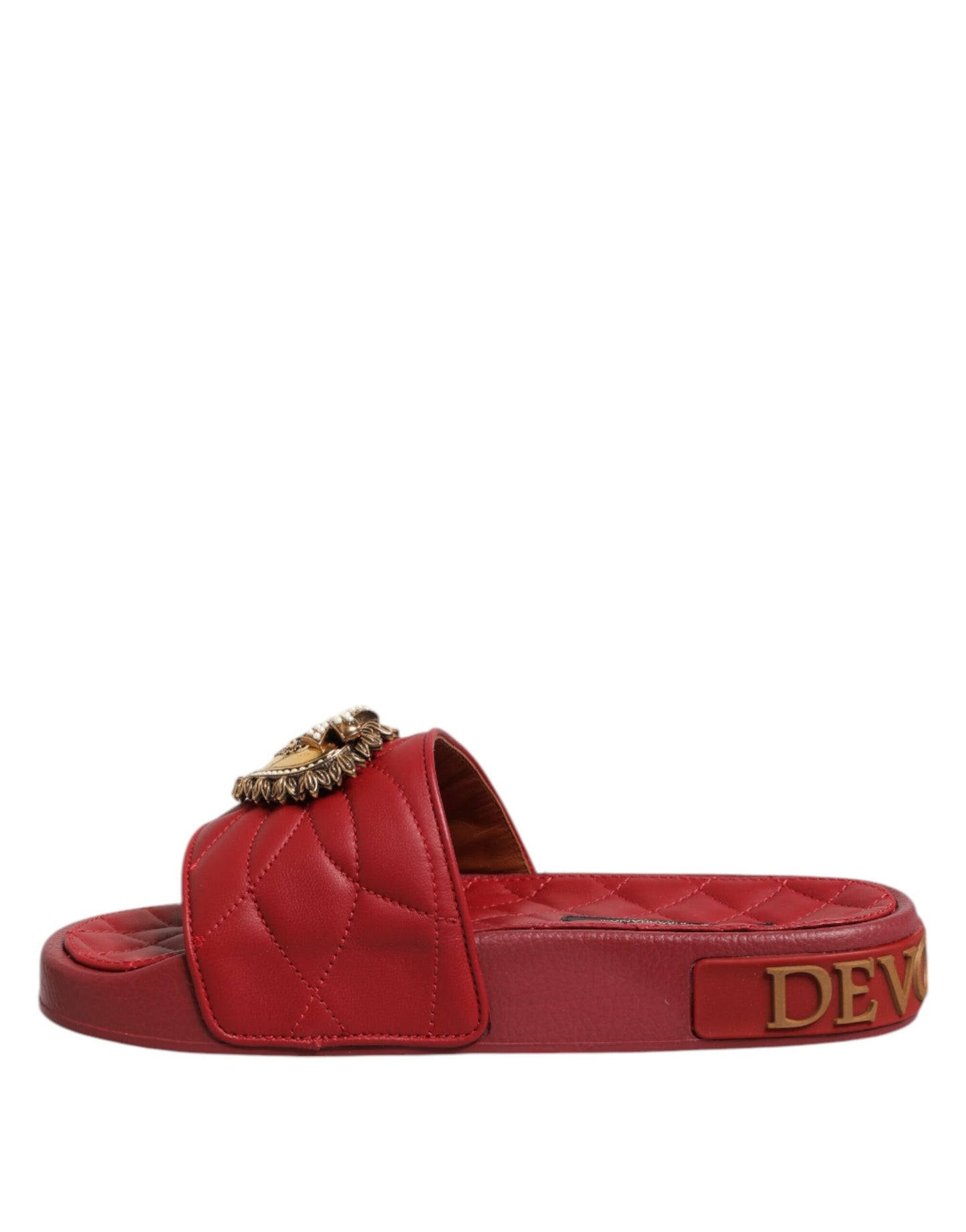 Dolce & Gabbana Rote Devotion Matelassé Leder Pantoletten Schuhe