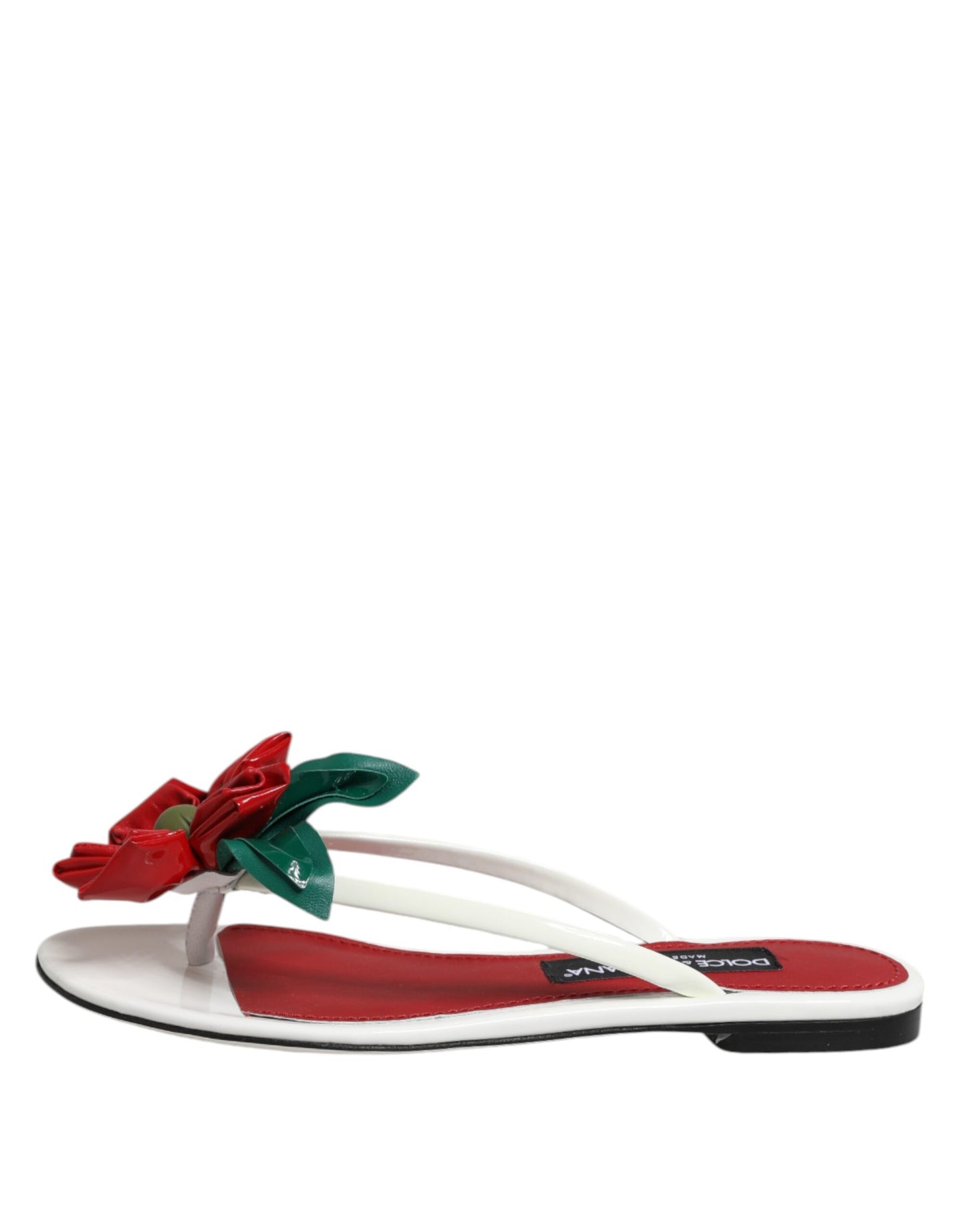 Dolce & Gabbana Rot Weiß KEIRA Blume Leder Sandalen Schuhe
