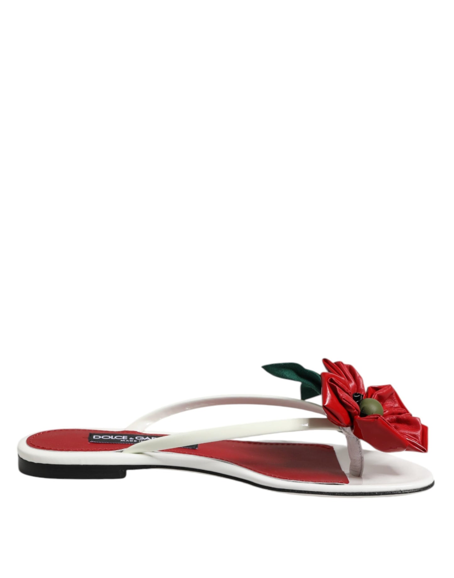 Dolce & Gabbana Rot Weiß KEIRA Blume Leder Sandalen Schuhe