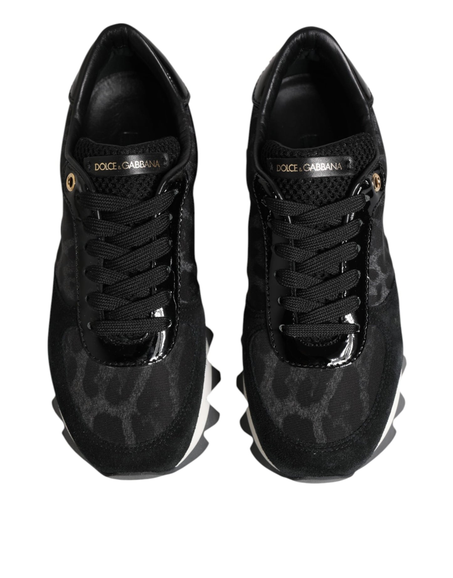 Dolce & Gabbana Schwarz Grau Leopard Low Top Turnschuhe Schuhe