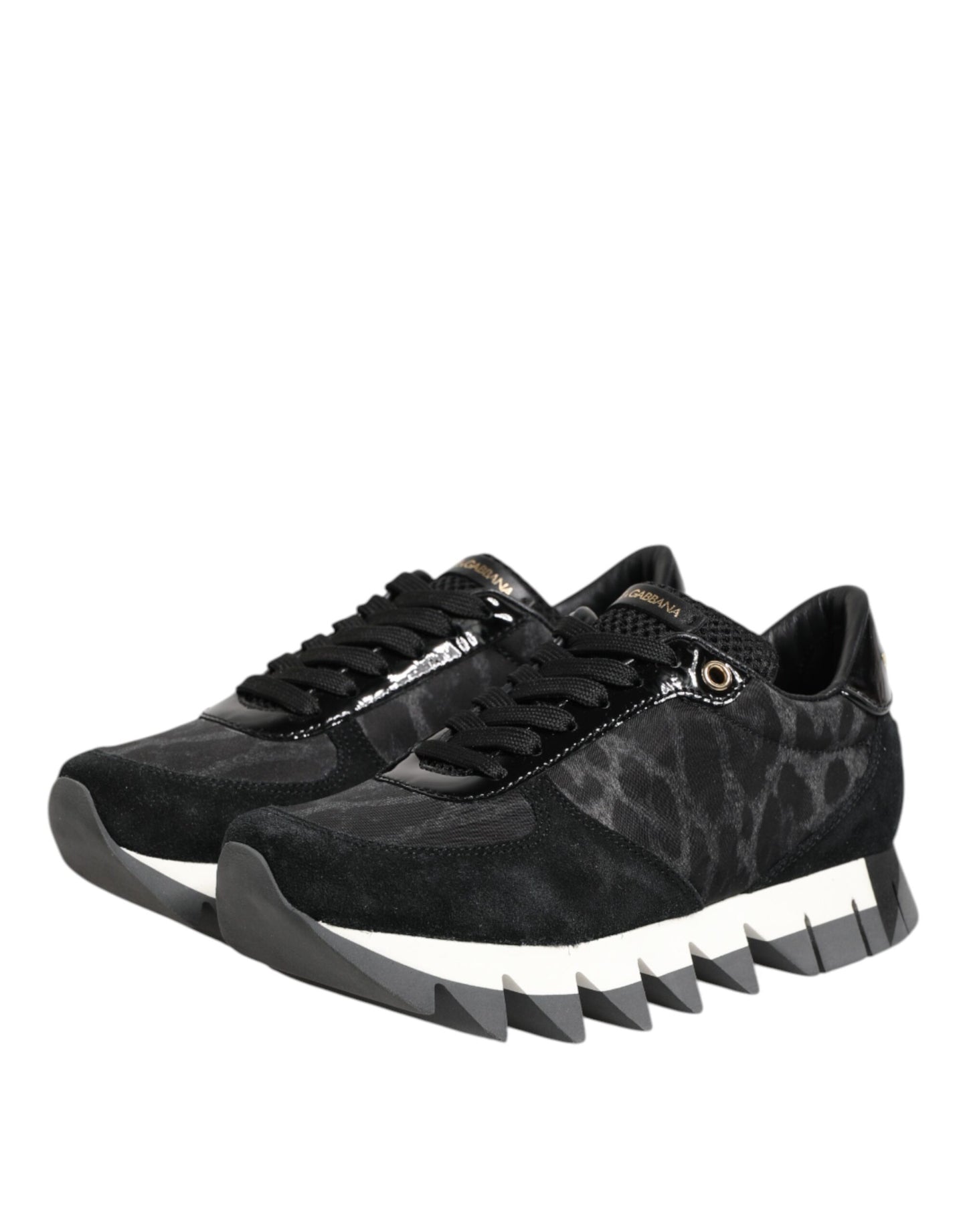 Dolce & Gabbana Schwarz Grau Leopard Low Top Turnschuhe Schuhe