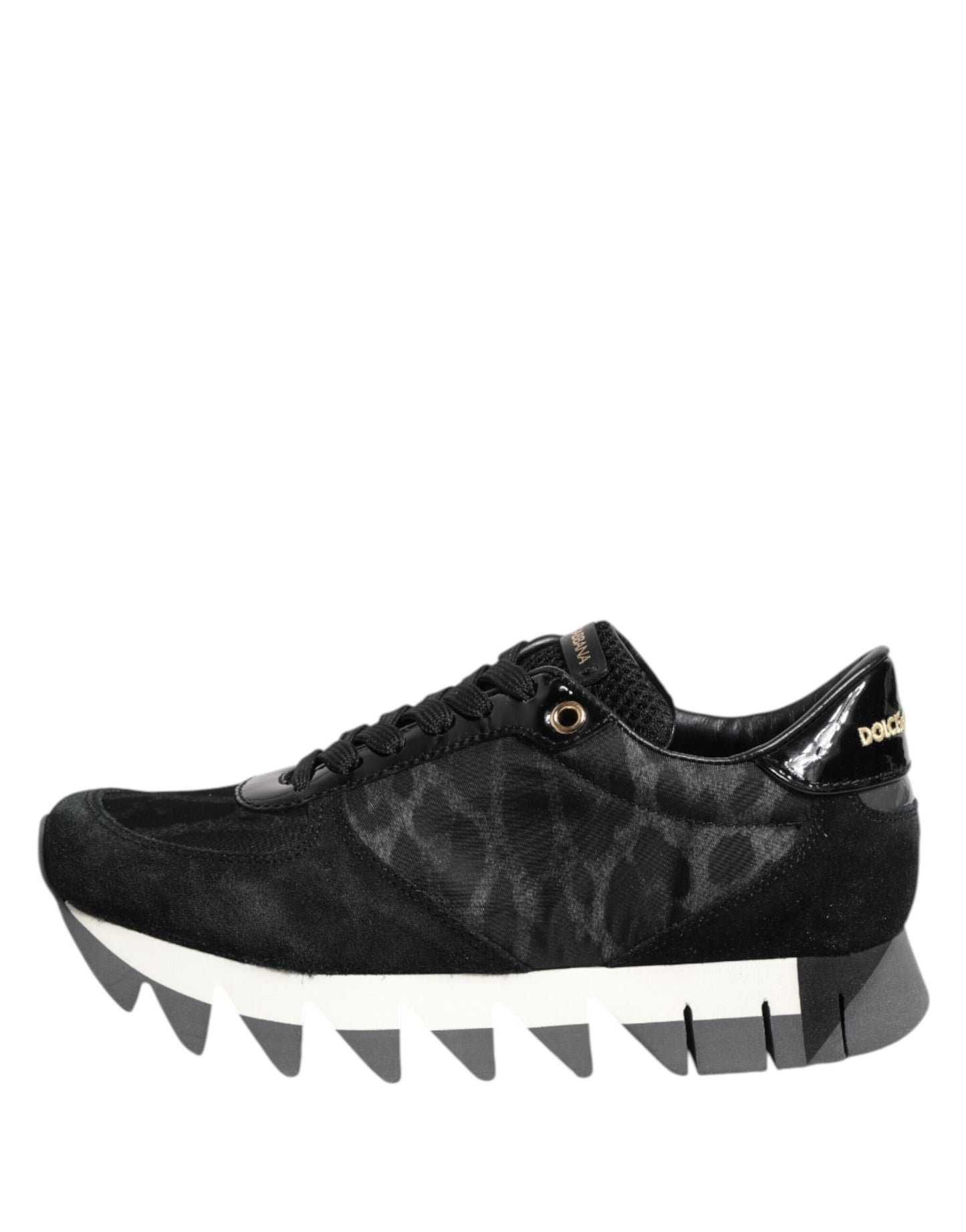 Dolce & Gabbana Schwarz Grau Leopard Low Top Turnschuhe Schuhe