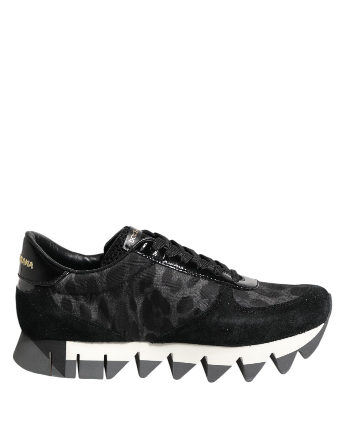 Dolce & Gabbana Schwarz Grau Leopard Low Top Turnschuhe Schuhe