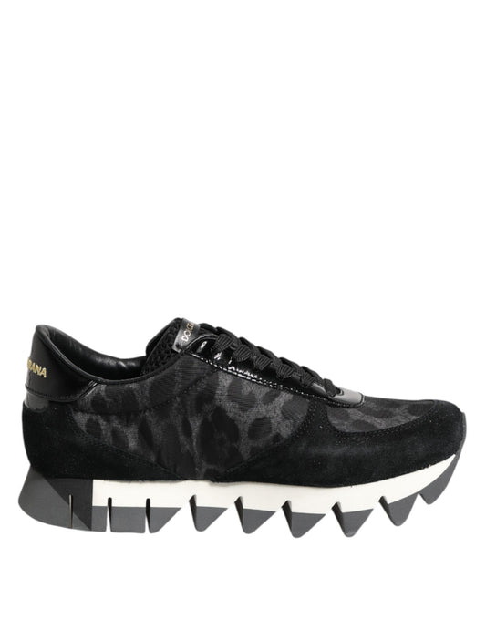 Dolce & Gabbana Schwarz Grau Leopard Low Top Turnschuhe Schuhe