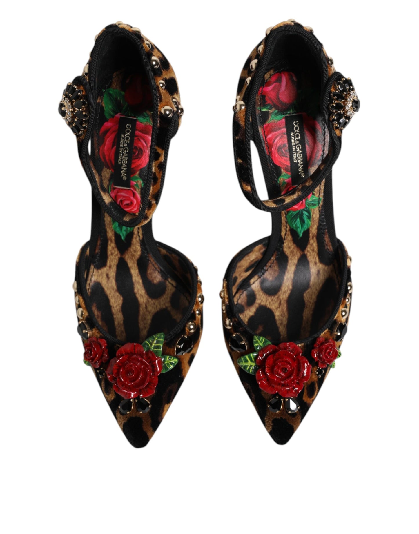 Dolce & Gabbana Braun Leopard Crystal Roses Pumps Schuhe