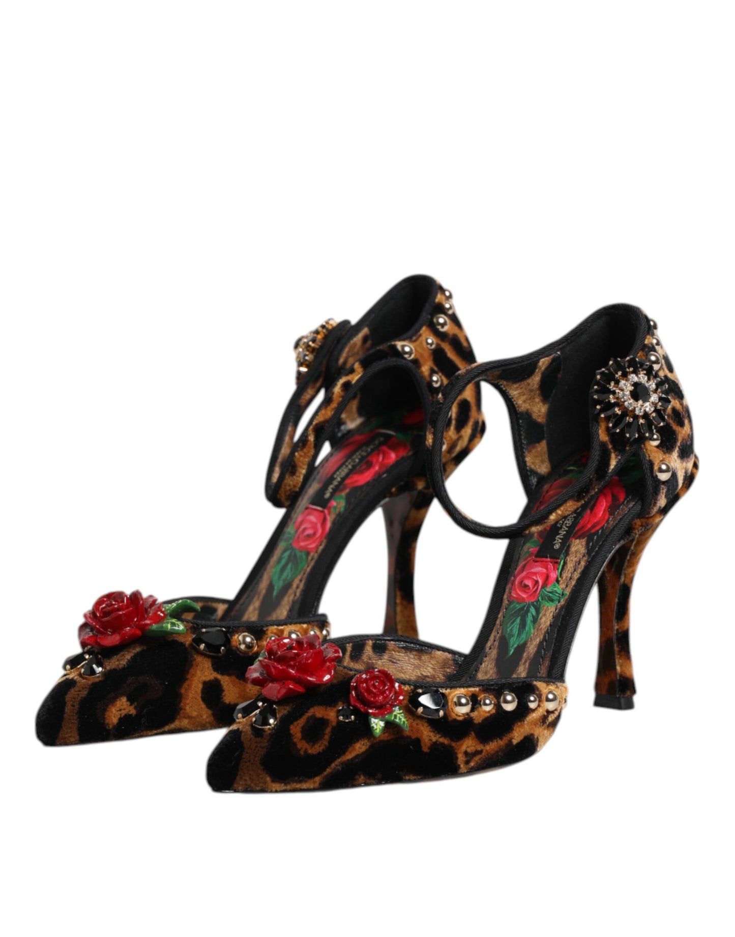Dolce & Gabbana Braun Leopard Crystal Roses Pumps Schuhe