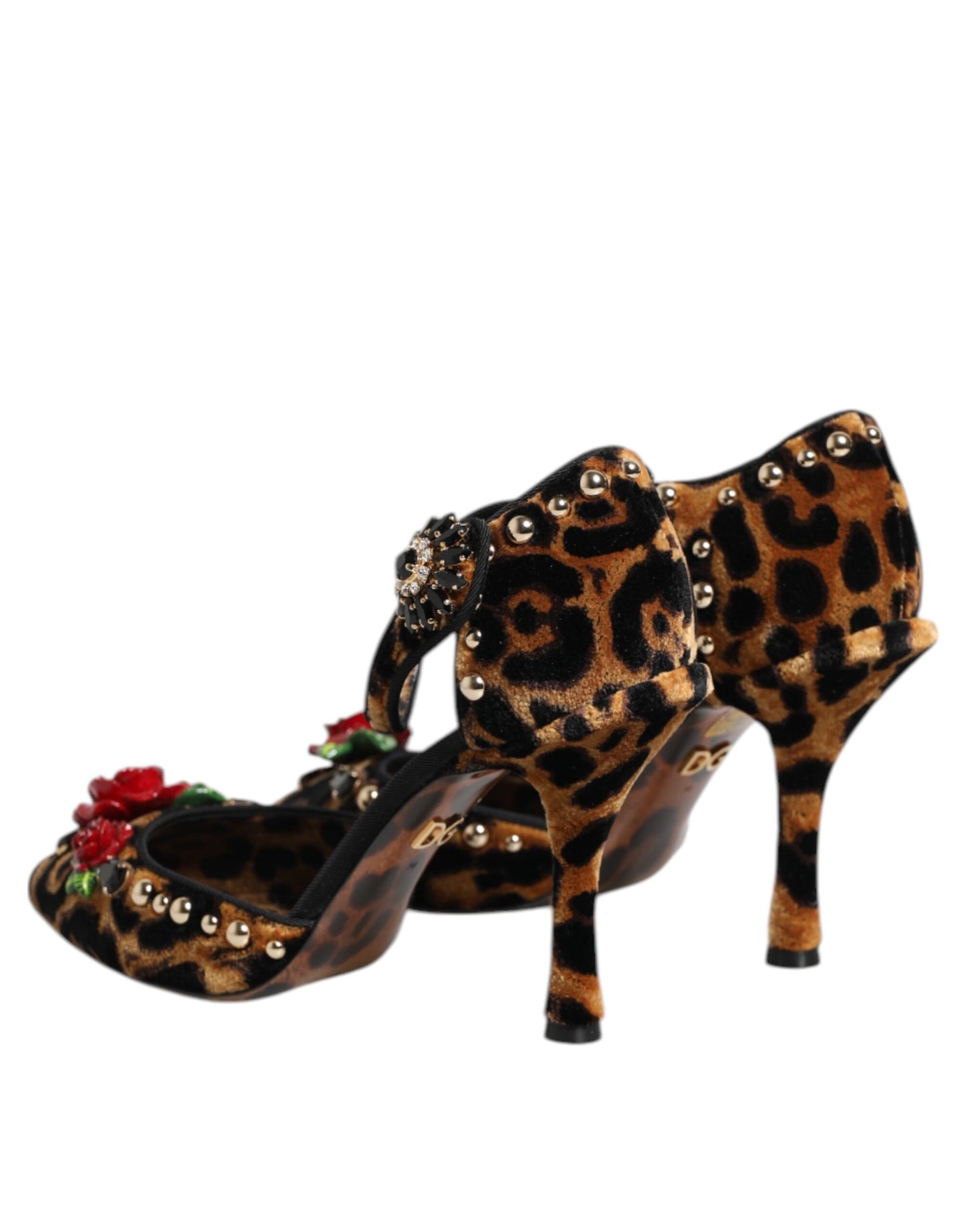 Dolce & Gabbana Braun Leopard Crystal Roses Pumps Schuhe