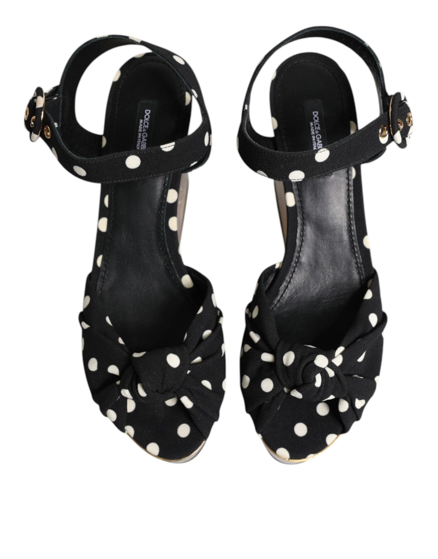 Dolce & Gabbana Multicolor Fisch Polka Dot Keil Sandalen Schuhe