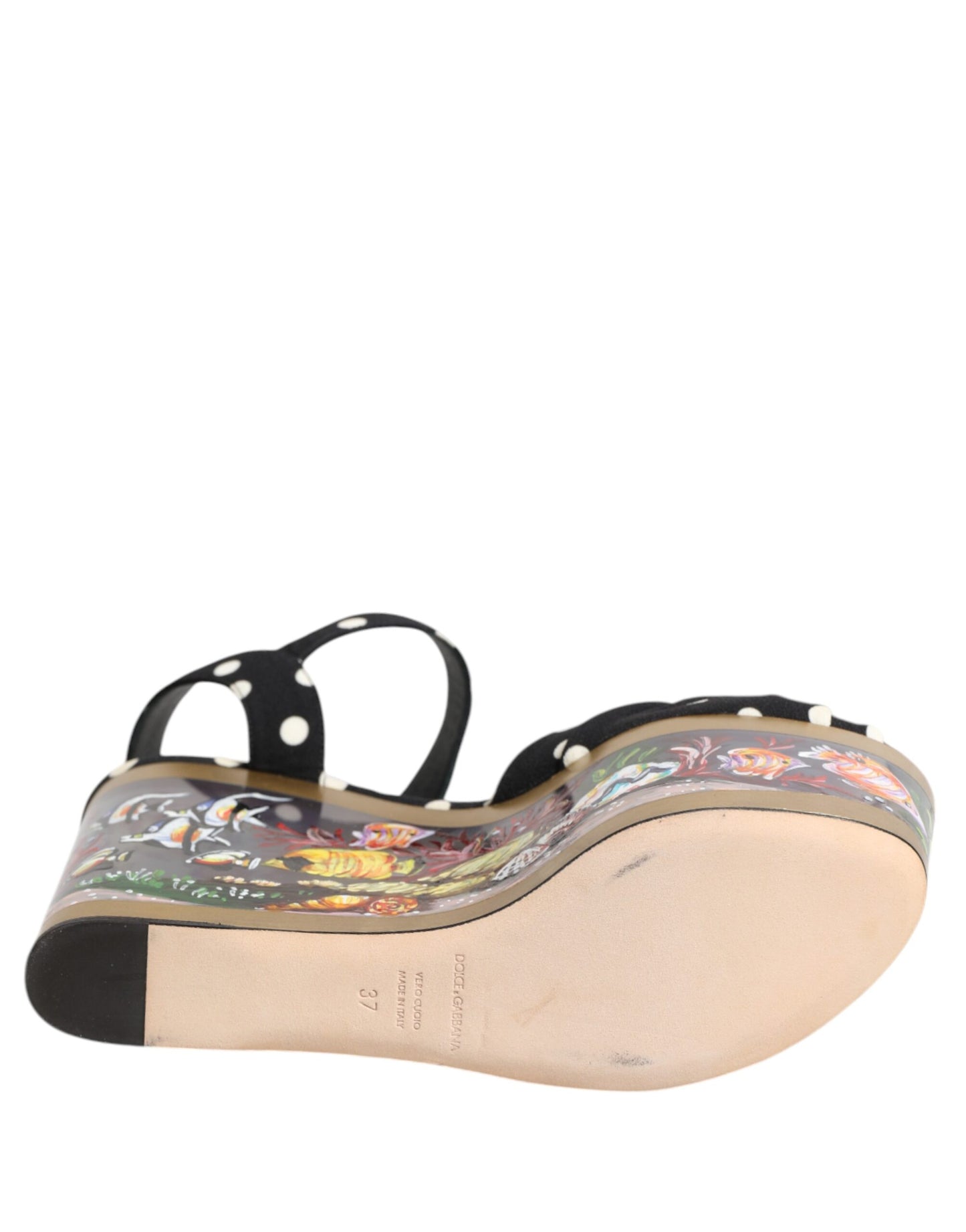Dolce & Gabbana Multicolor Fisch Polka Dot Keil Sandalen Schuhe