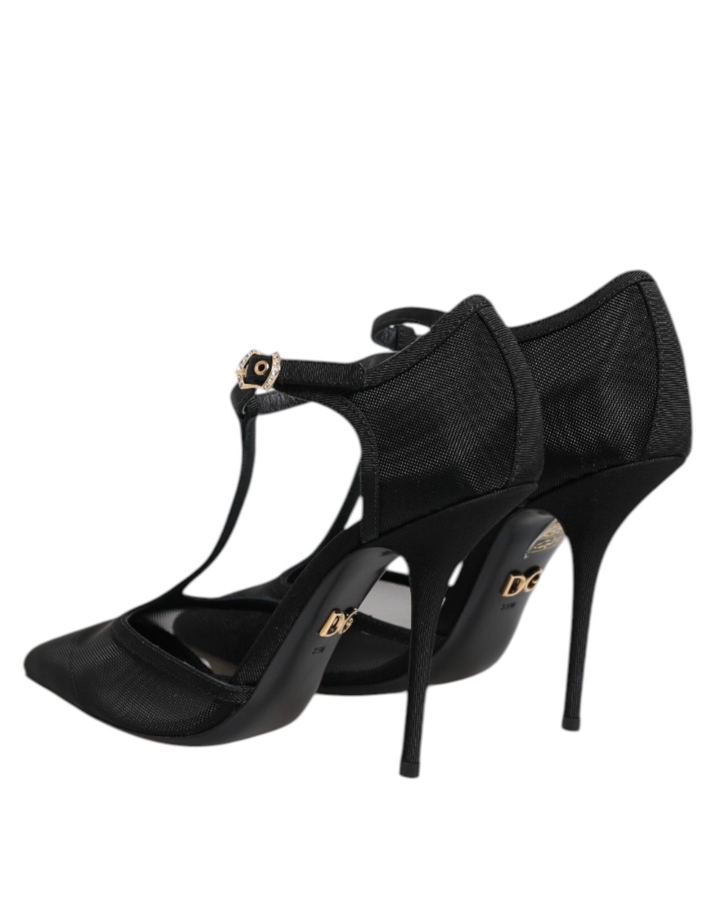 Dolce & Gabbana Schwarz Mesh T-strap Stiletto High Heels Schuhe