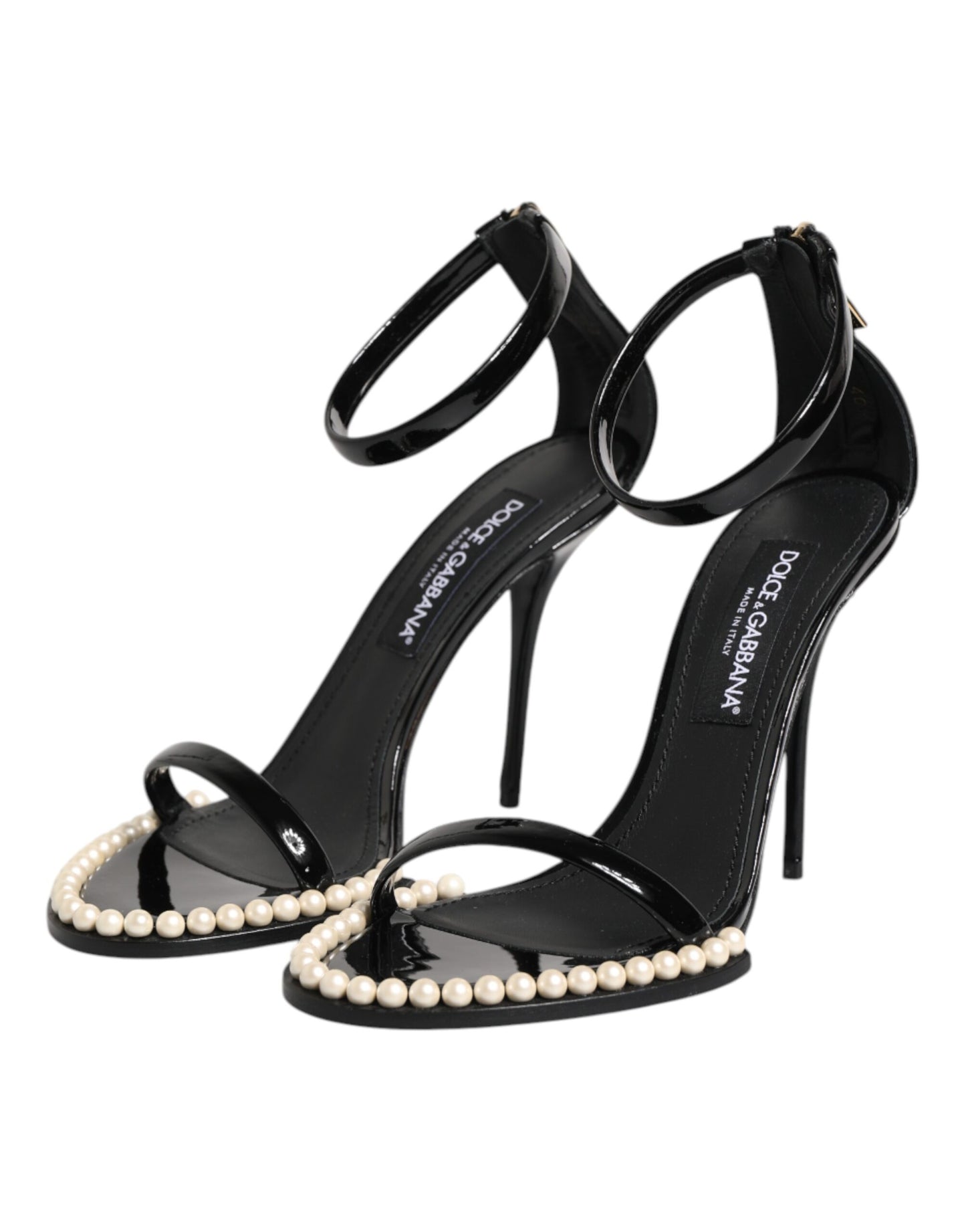 Dolce & Gabbana Schwarz KEIRA Perlenverzierte Sandalen Schuhe