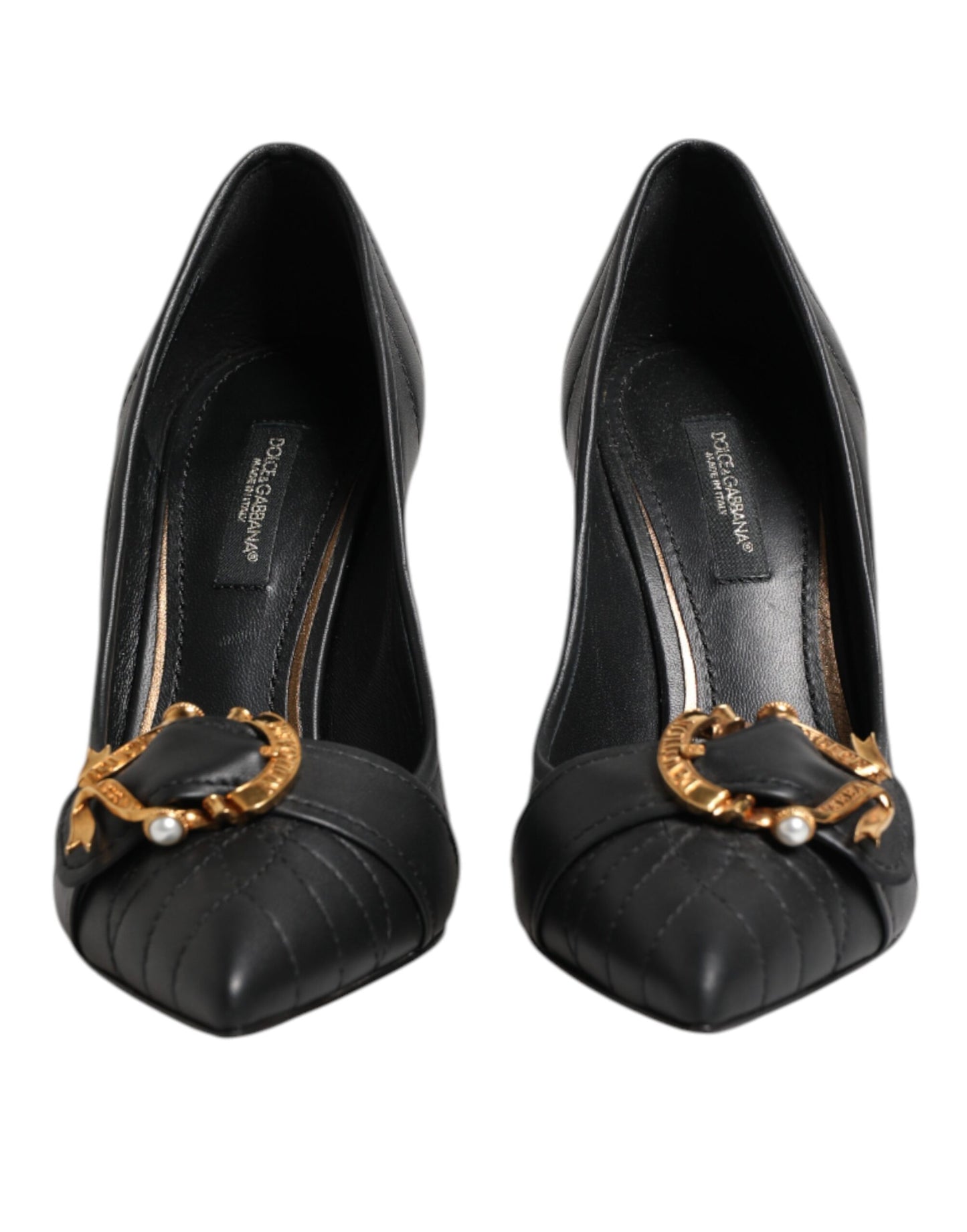 Dolce & Gabbana Schwarz Devotion Leder Heels Pumps Schuhe