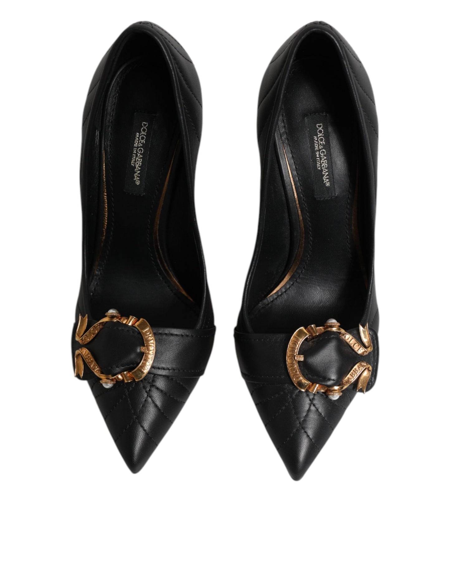 Dolce & Gabbana Schwarz Devotion Leder Heels Pumps Schuhe
