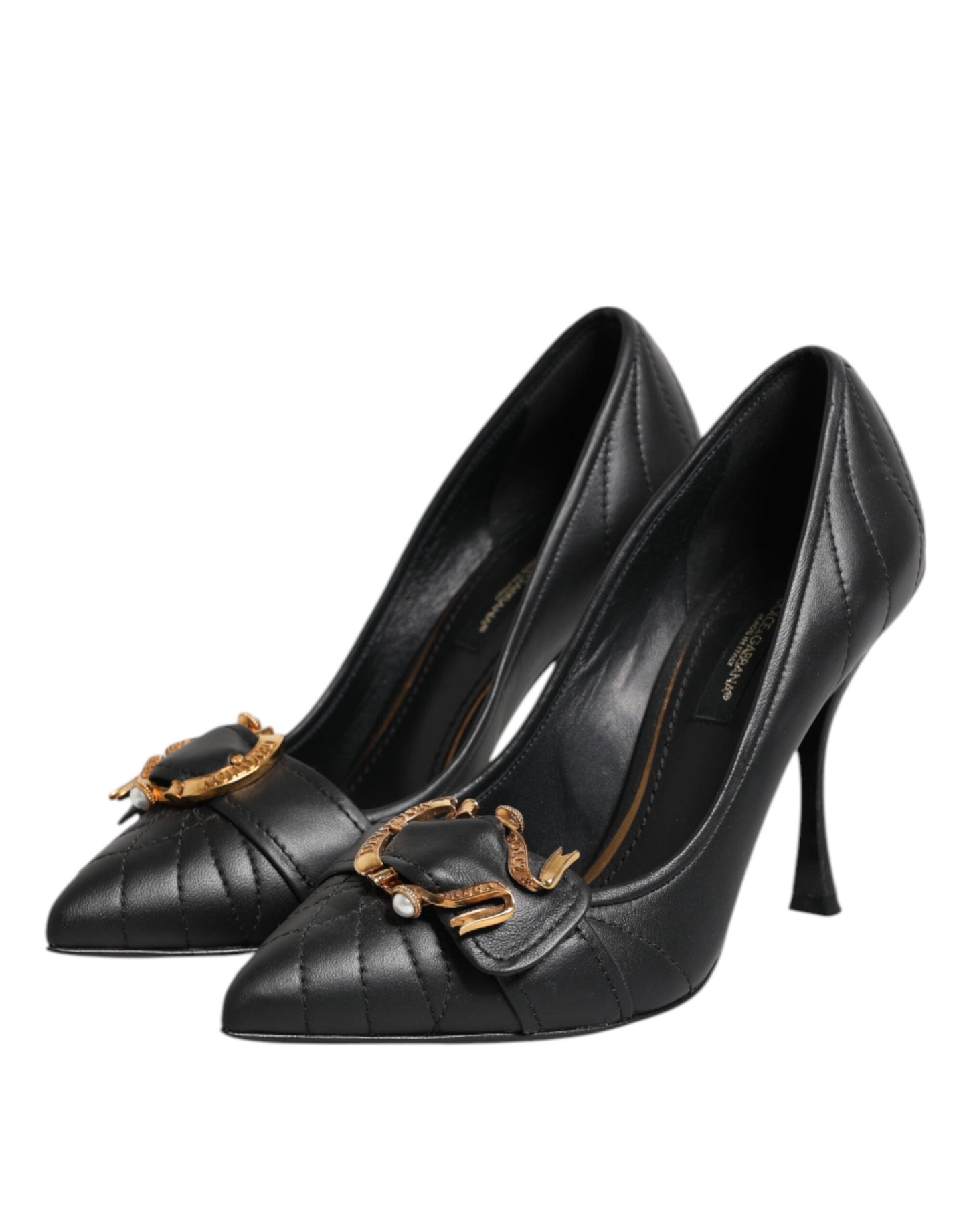 Dolce & Gabbana Schwarz Devotion Leder Heels Pumps Schuhe