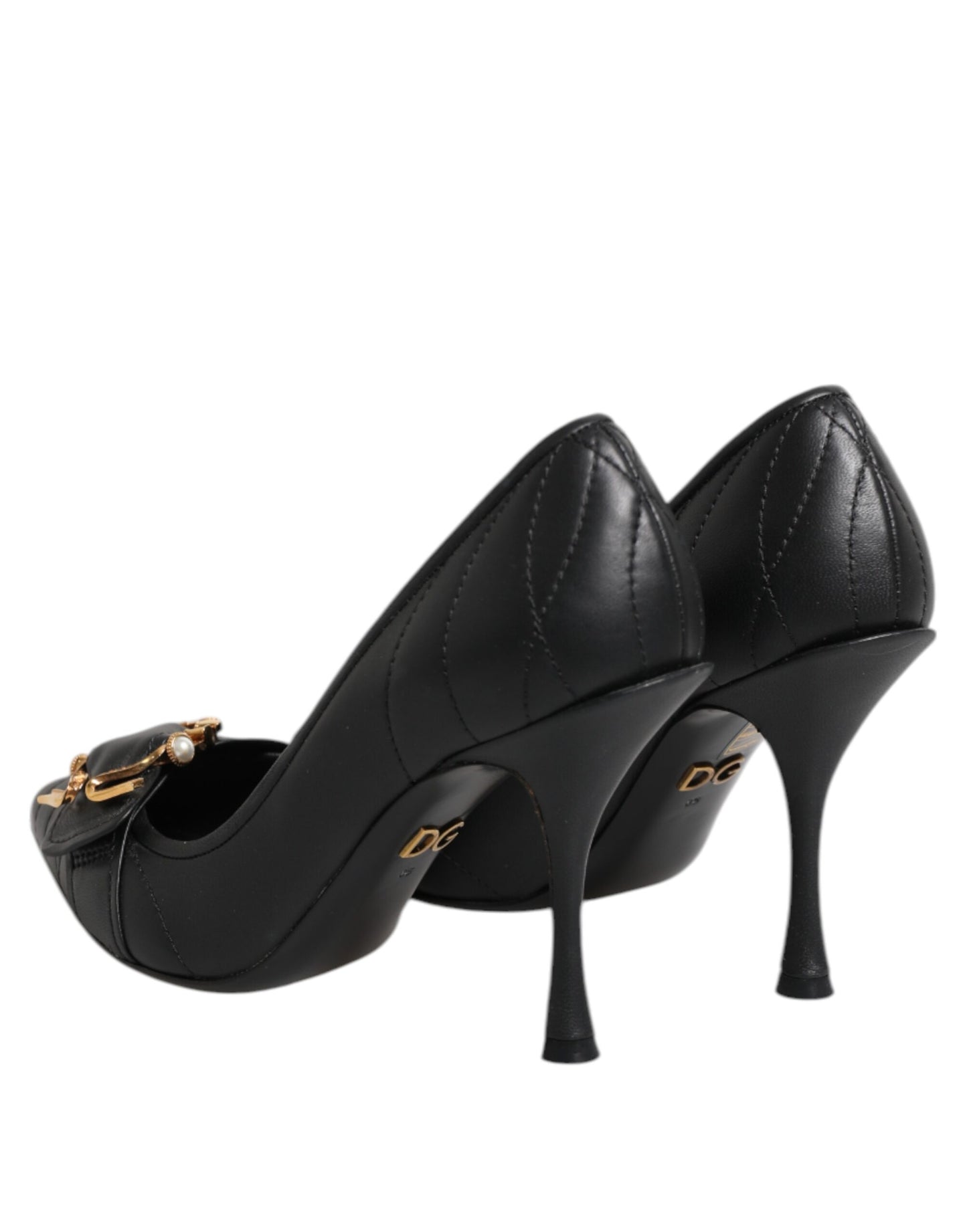 Dolce & Gabbana Schwarz Devotion Leder Heels Pumps Schuhe