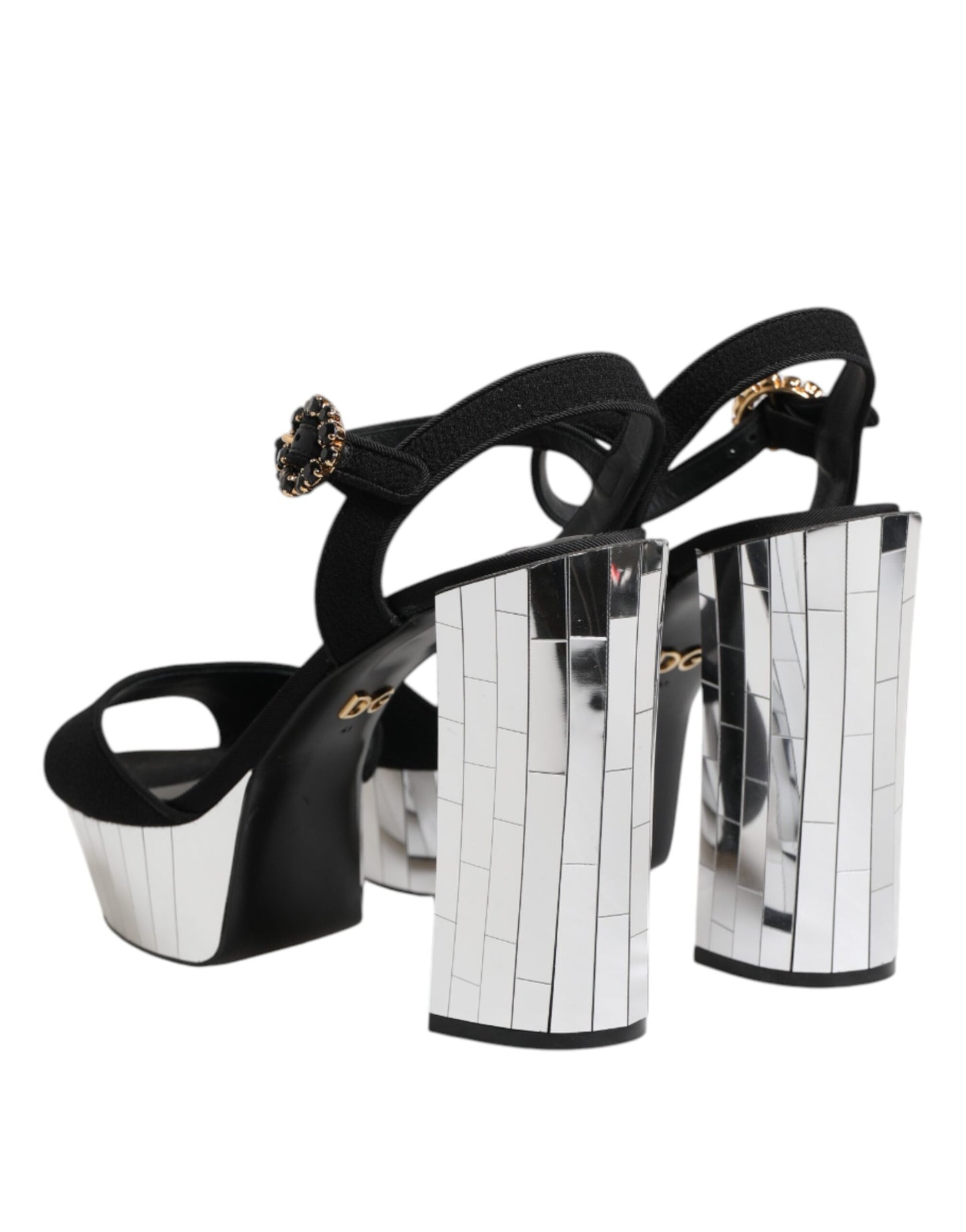 Dolce & Gabbana Schwarze Kristall-Knöchelriemen Keira Sandale Schuhe