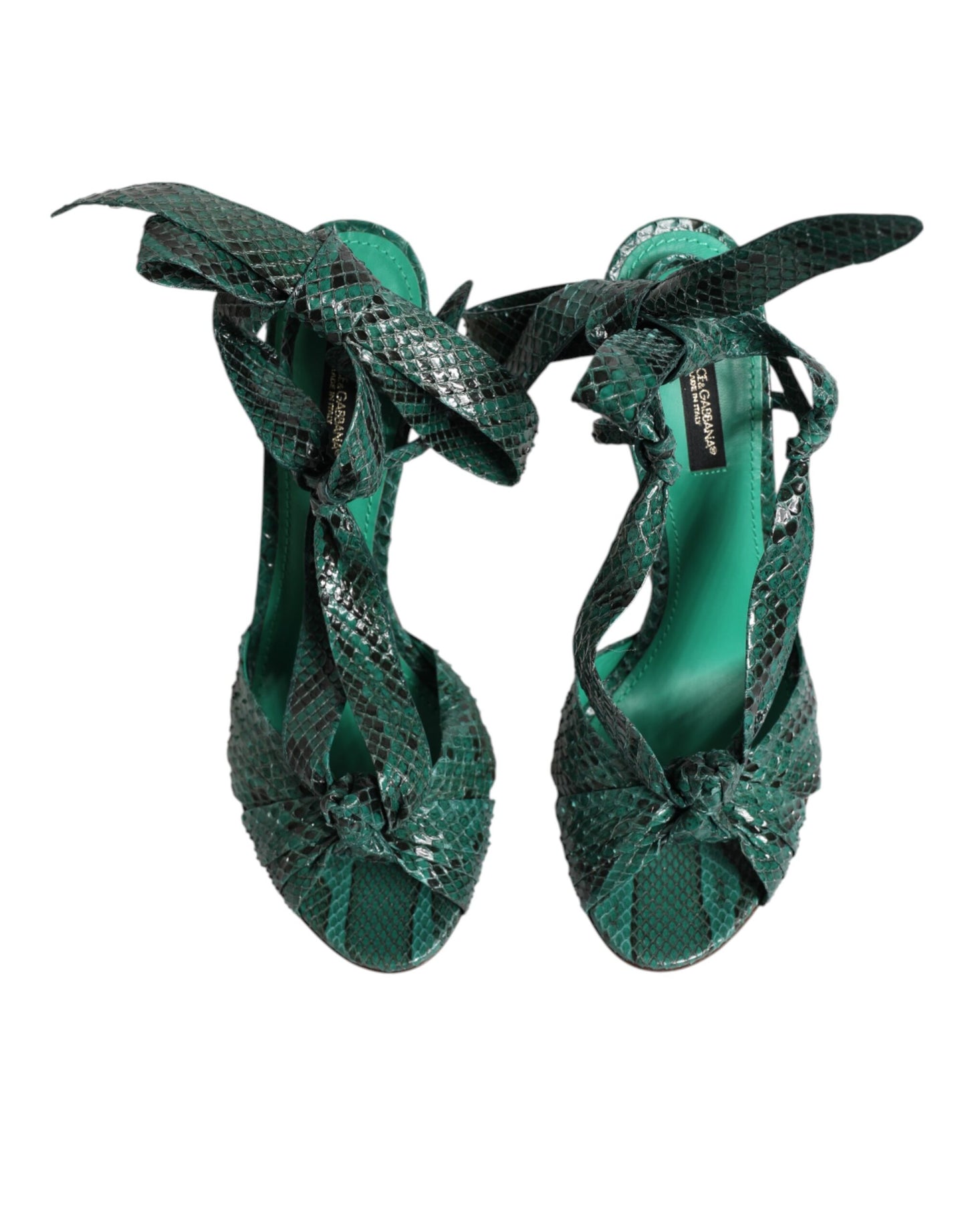 Dolce & Gabbana Grün Python Leder Heels Sandalen Schuhe