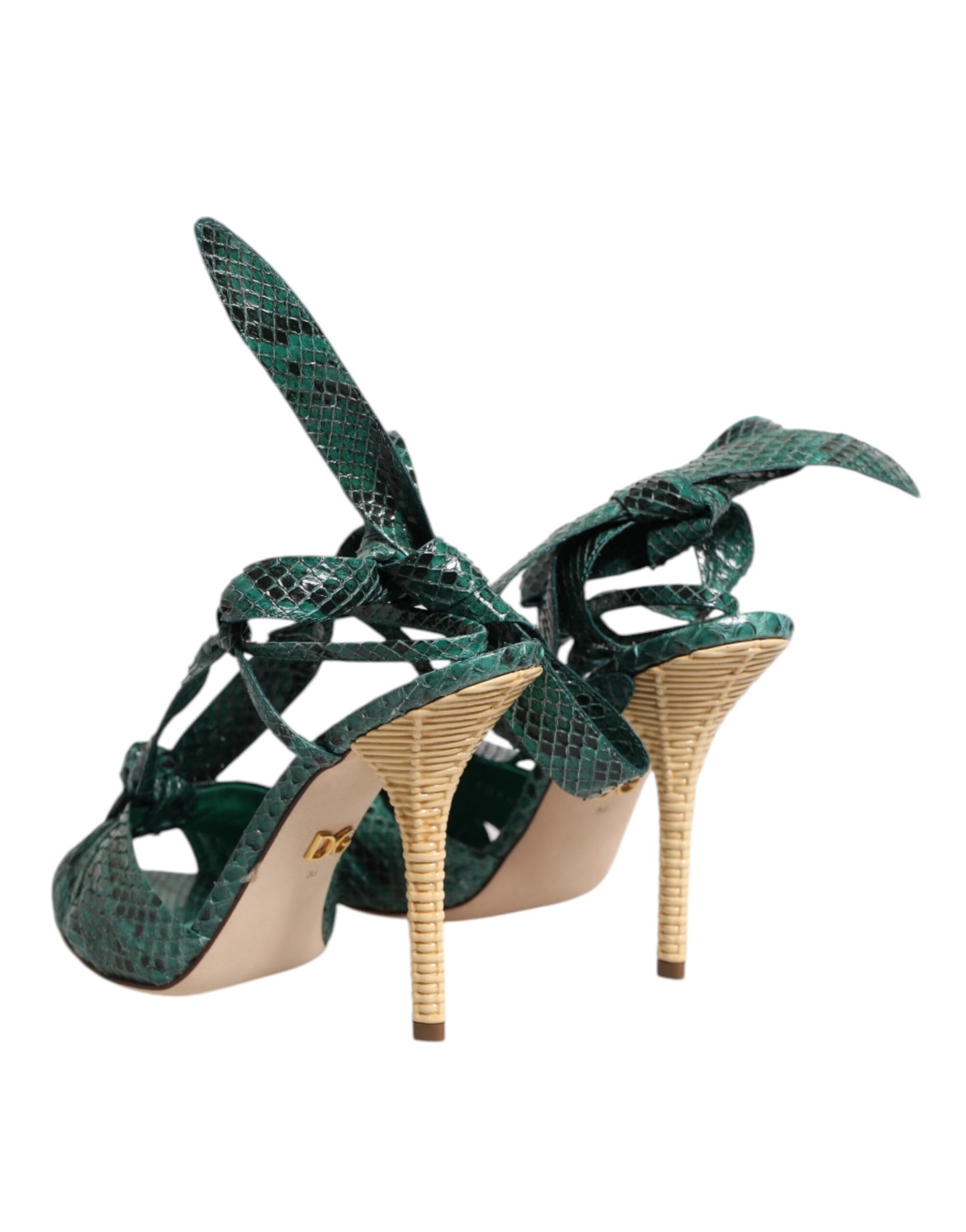 Dolce & Gabbana Grün Python Leder Heels Sandalen Schuhe