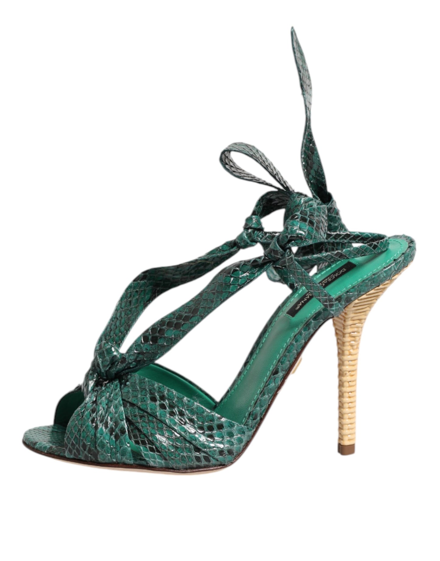 Dolce & Gabbana Grün Python Leder Heels Sandalen Schuhe