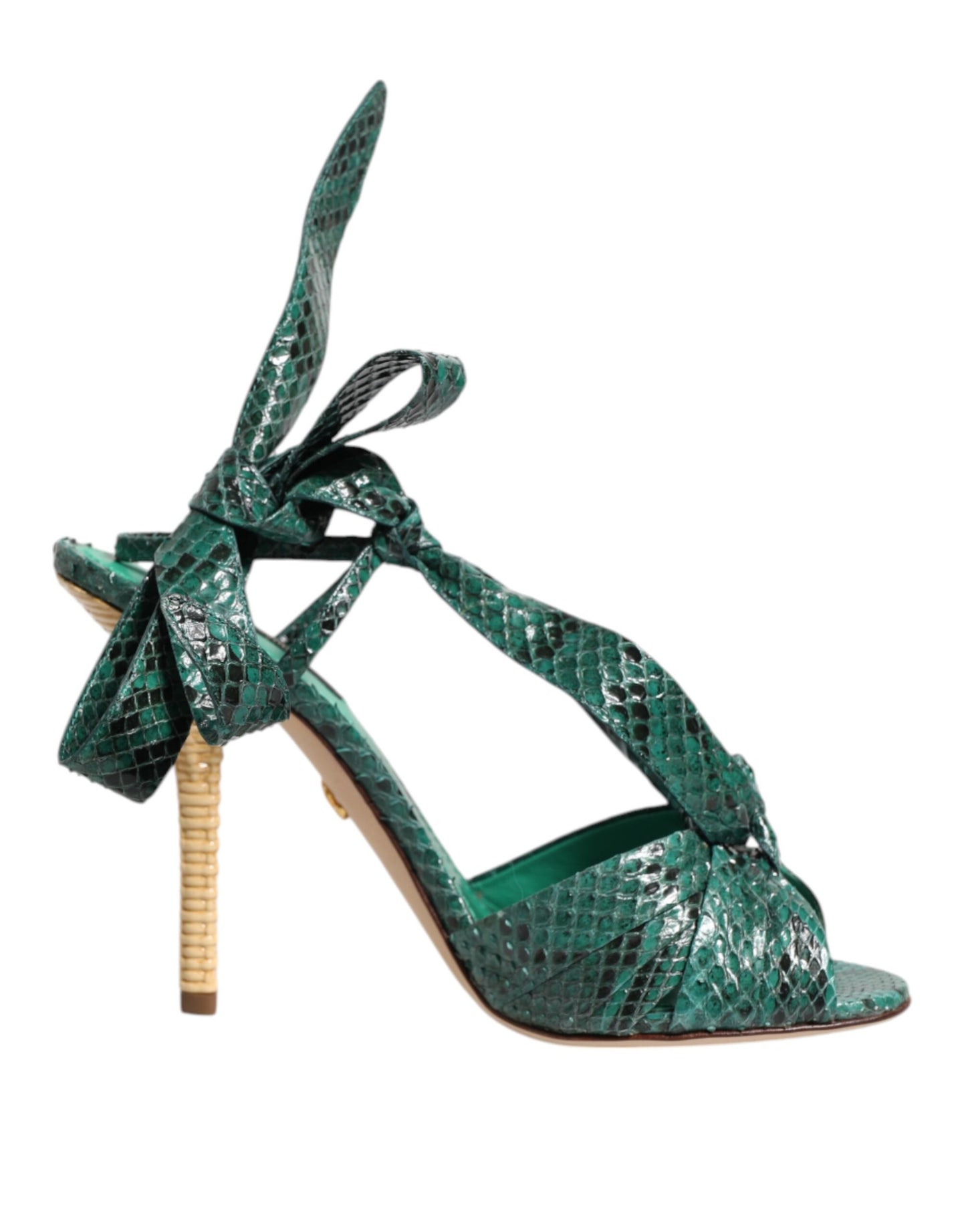 Dolce & Gabbana Grün Python Leder Heels Sandalen Schuhe