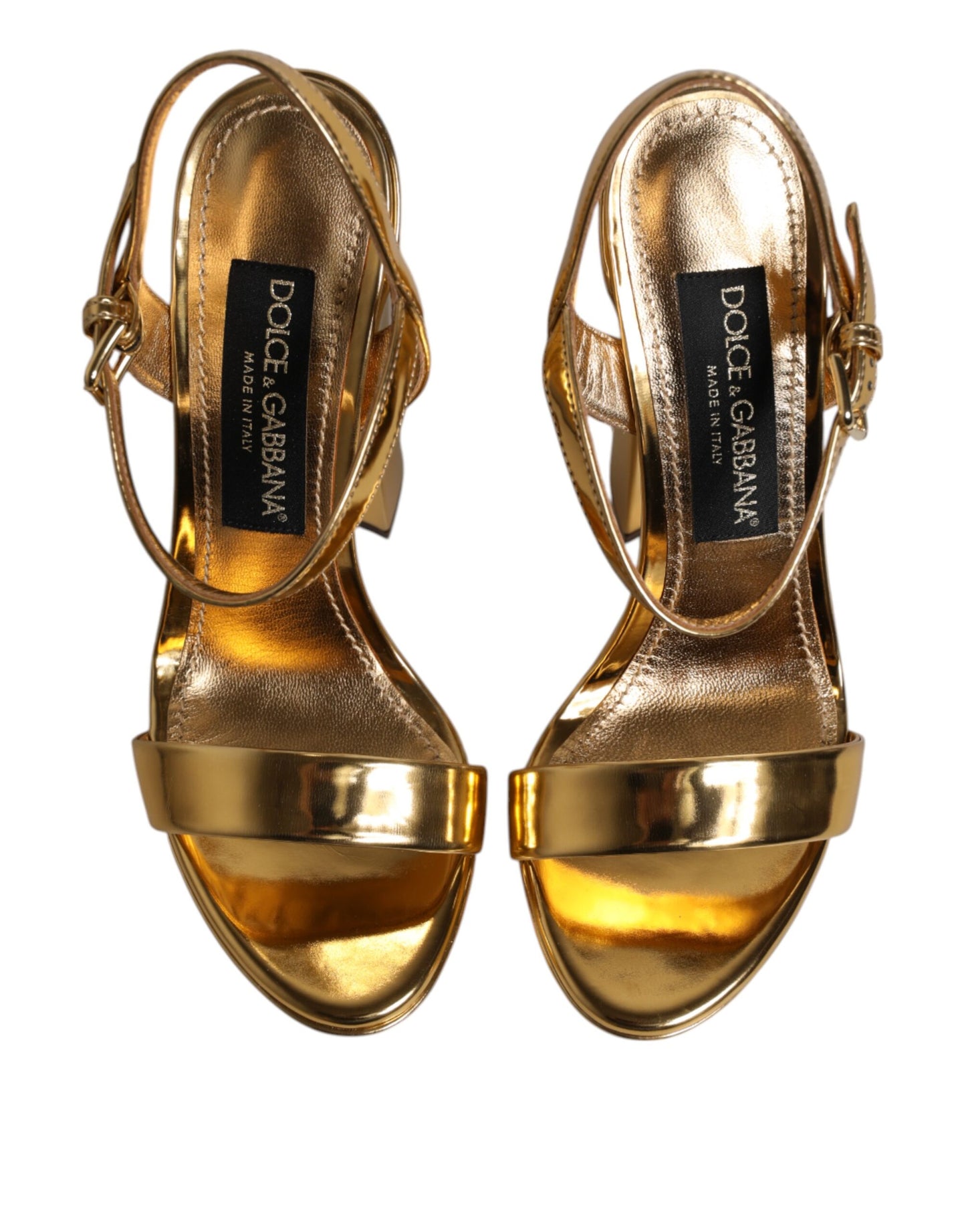 Dolce & Gabbana Gold Leder Plateau Keira Sandalen Schuhe