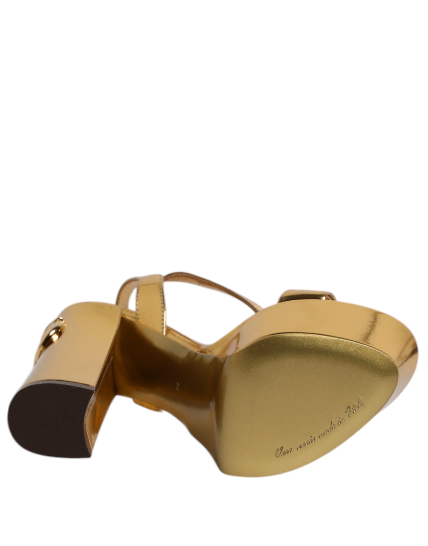 Dolce & Gabbana Gold Leder Plateau Keira Sandalen Schuhe