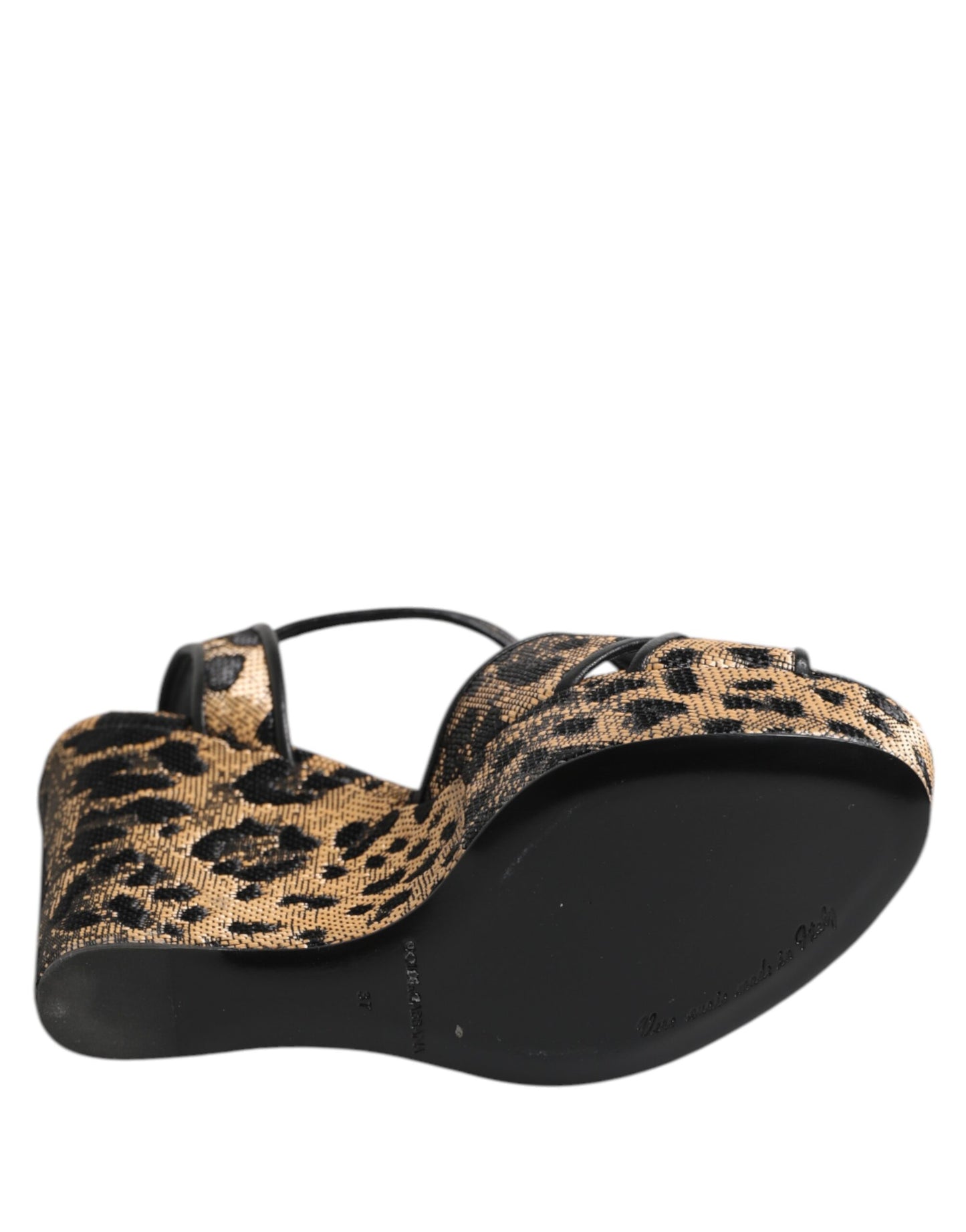 Dolce & Gabbana Braun Leopard Wedges Riemchensandalen Schuhe
