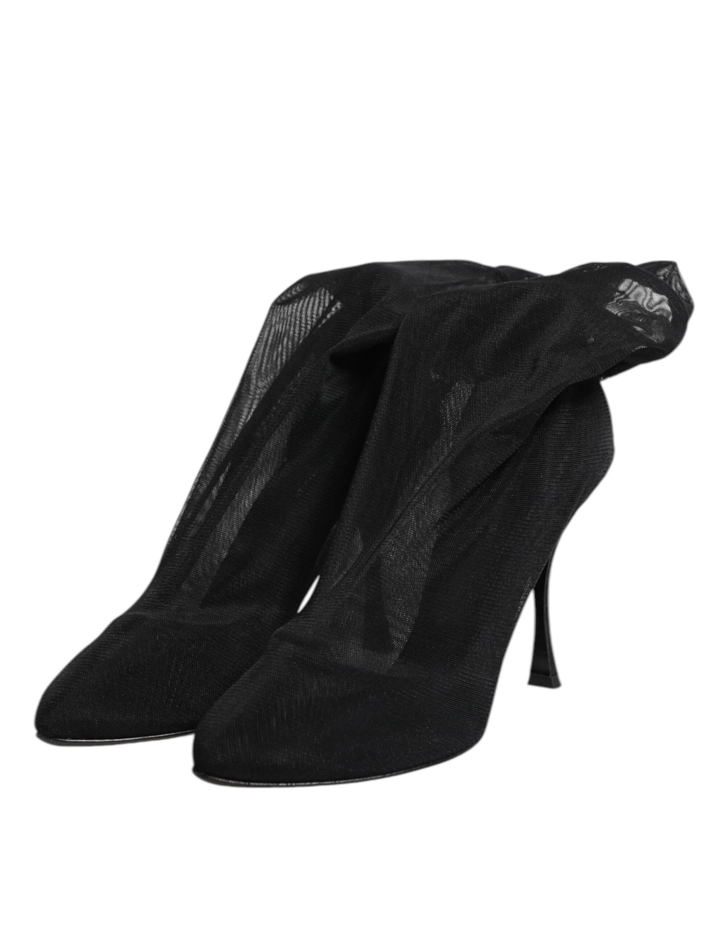 Dolce & Gabbana Schwarz Seide Stretch Mesh Socke Stiefel Schuhe