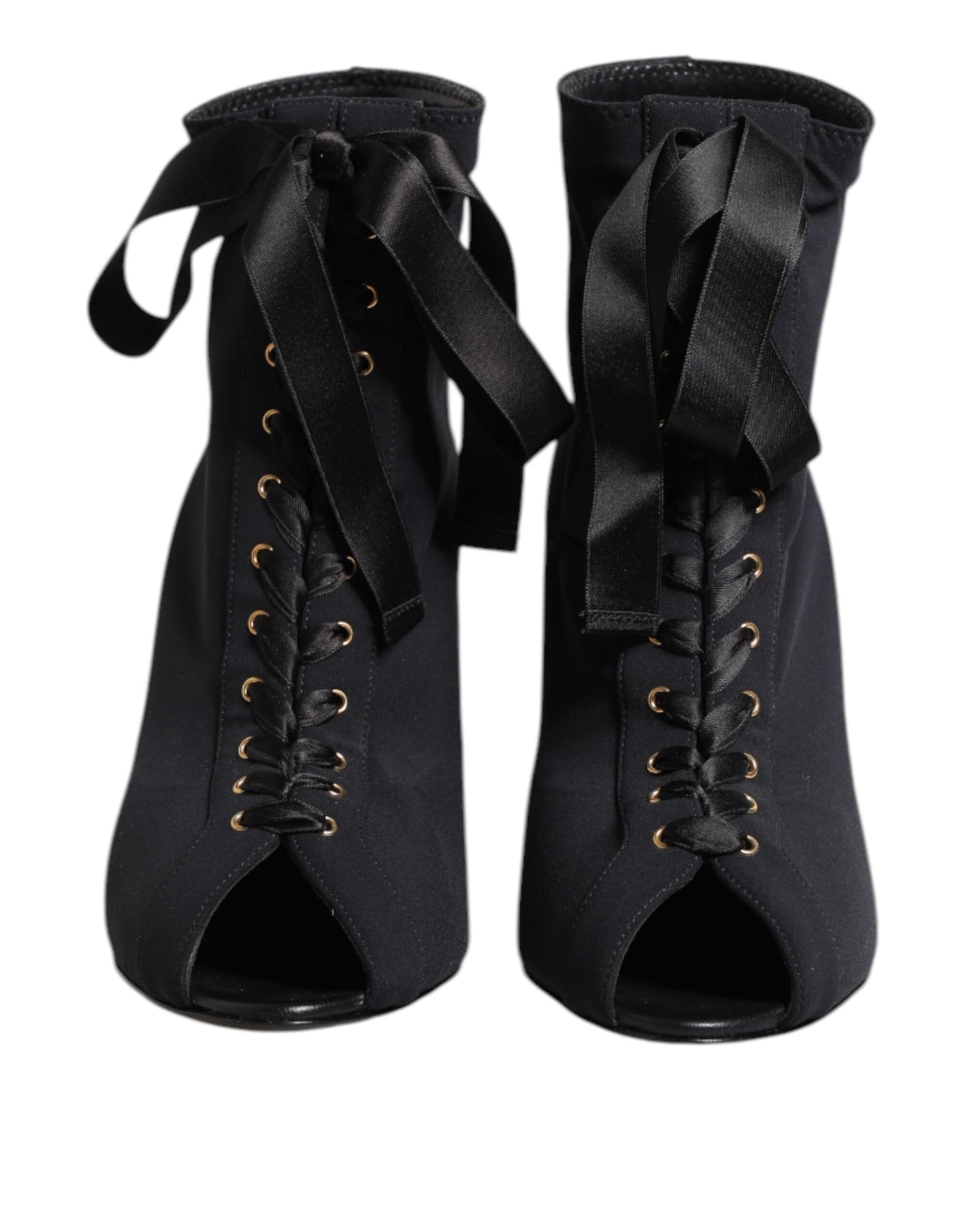 Dolce & Gabbana Schwarz Stiletto Heels Lace Up Stiefel Schuhe