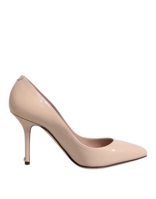 Dolce & Gabbana Beige Lackleder Stiletto Heel Pumps Schuhe