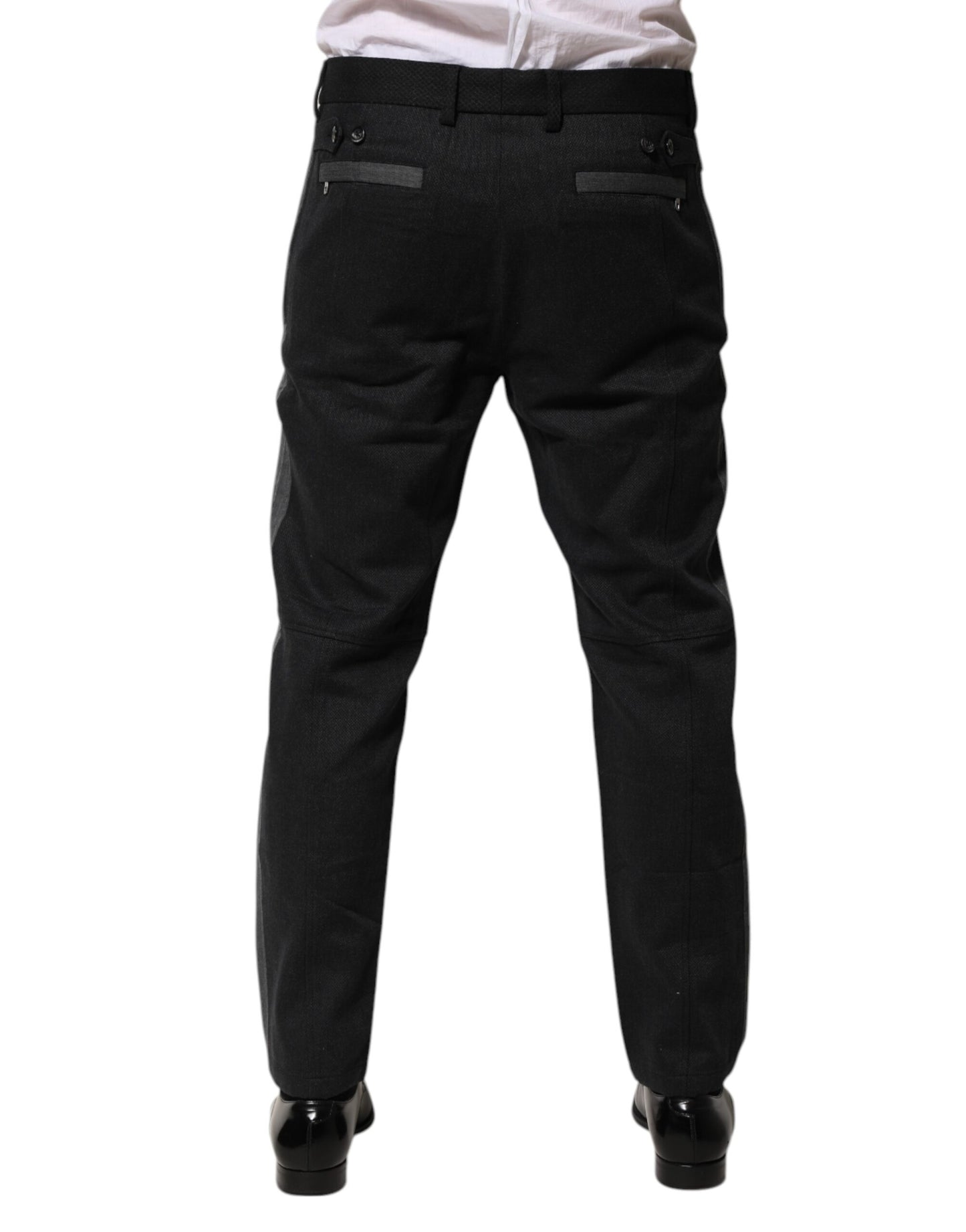 Dolce & Gabbana Schwarz Grau Baumwolle Kleid Formale Hose Hose