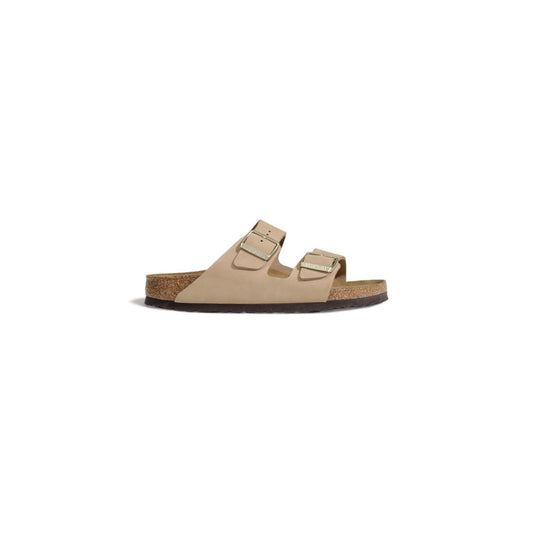 Birkenstock Beigefarbene Nubukleder-Pantoffeln