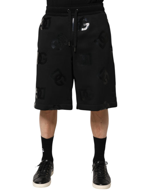 Dolce & Gabbana Schwarze Logo-Baumwoll-Bermudas Sweatshorts Shorts