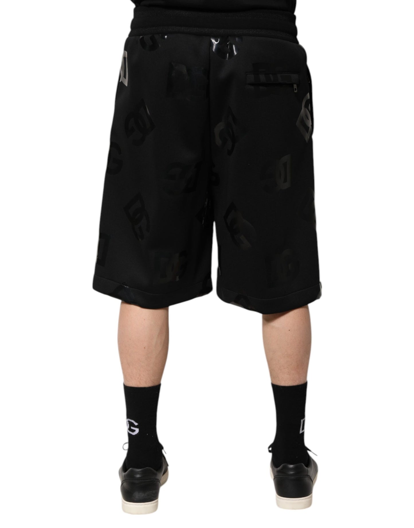 Dolce & Gabbana Schwarze Logo-Baumwoll-Bermudas Sweatshorts Shorts