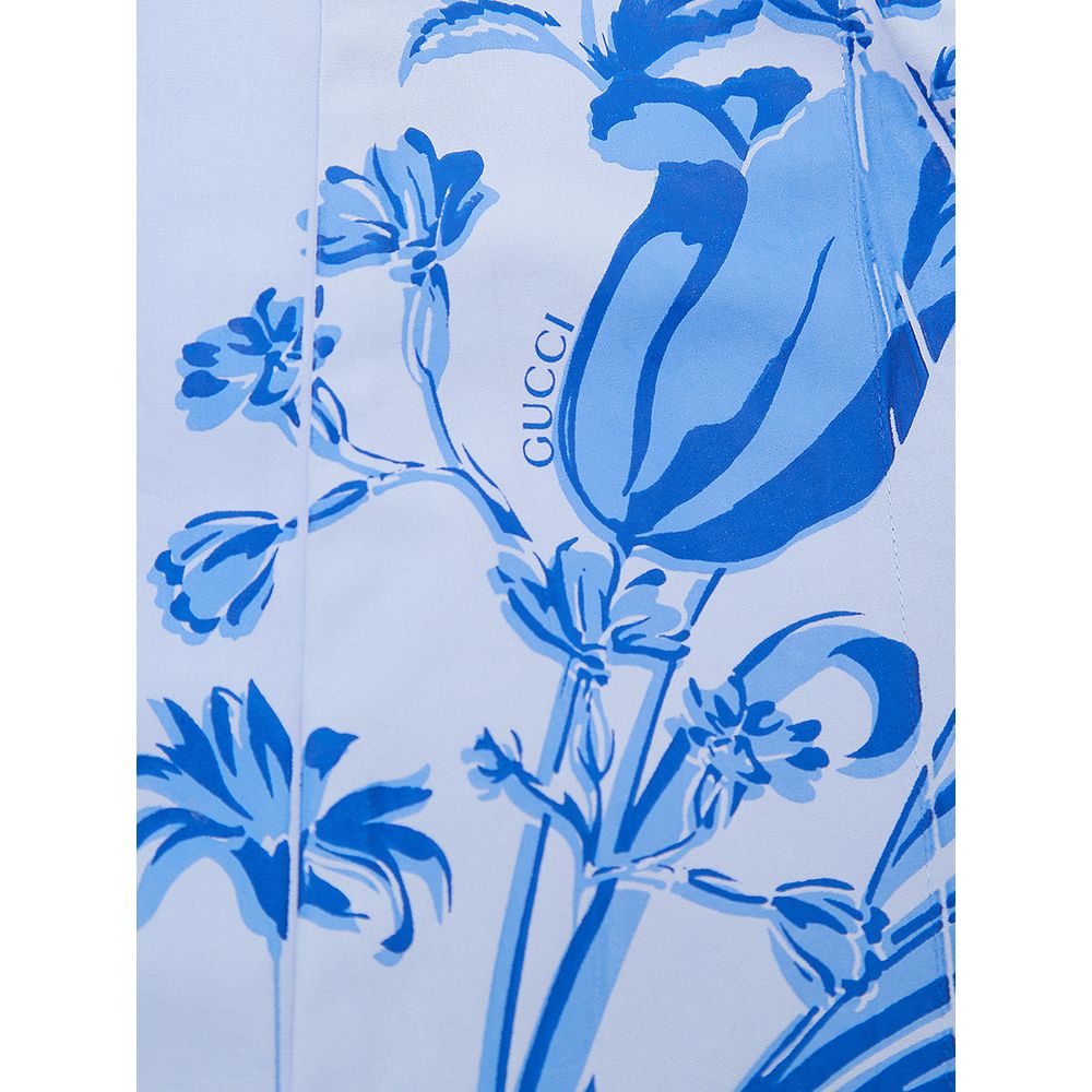 Gucci Baumwollhemd mit Muster in Blau