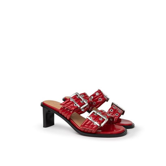 Ganni Rote Leder-Stilettosandalen
