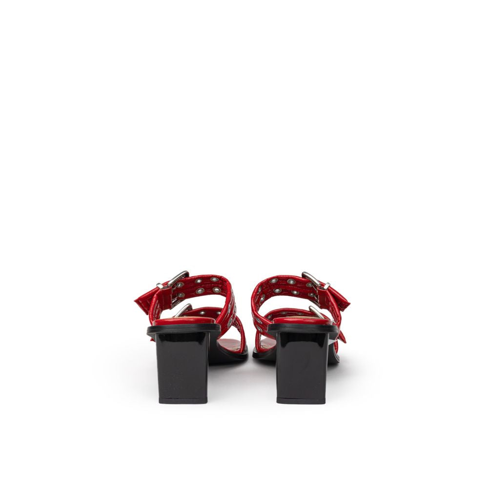 Ganni Rote Leder-Stilettosandalen