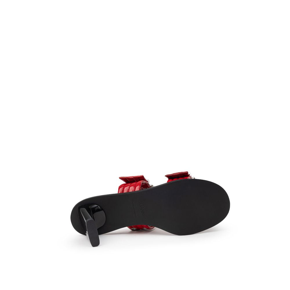 Ganni Rote Leder-Stilettosandalen